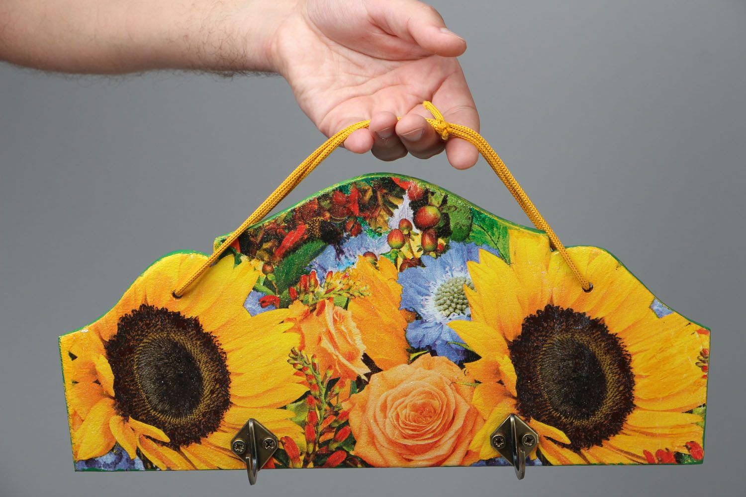 Keys holder with decoupage Sunflowers photo 4