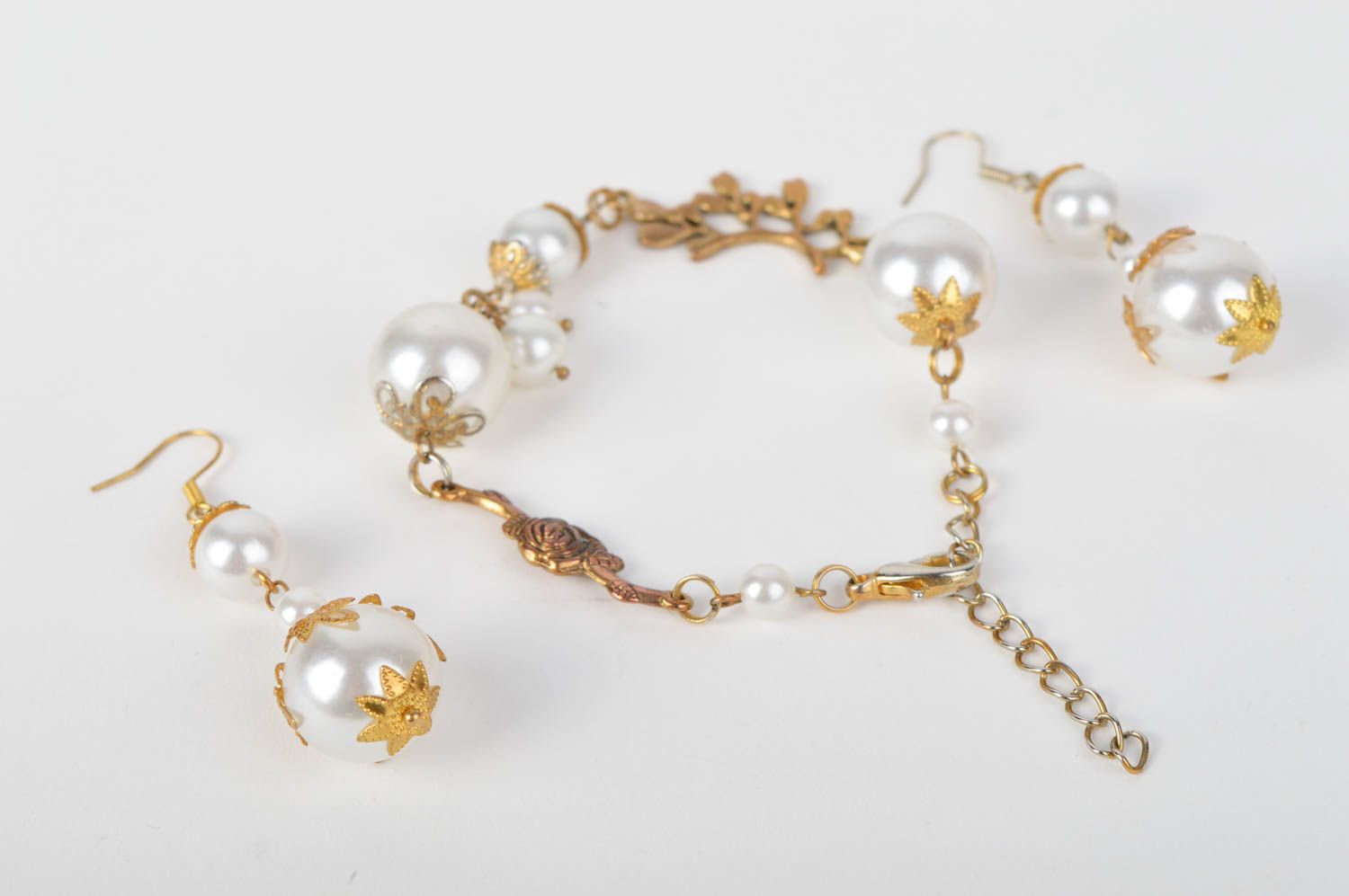 Handmade jewelry set beaded jewelry dangling earrings bead bracelet gift for her photo 3