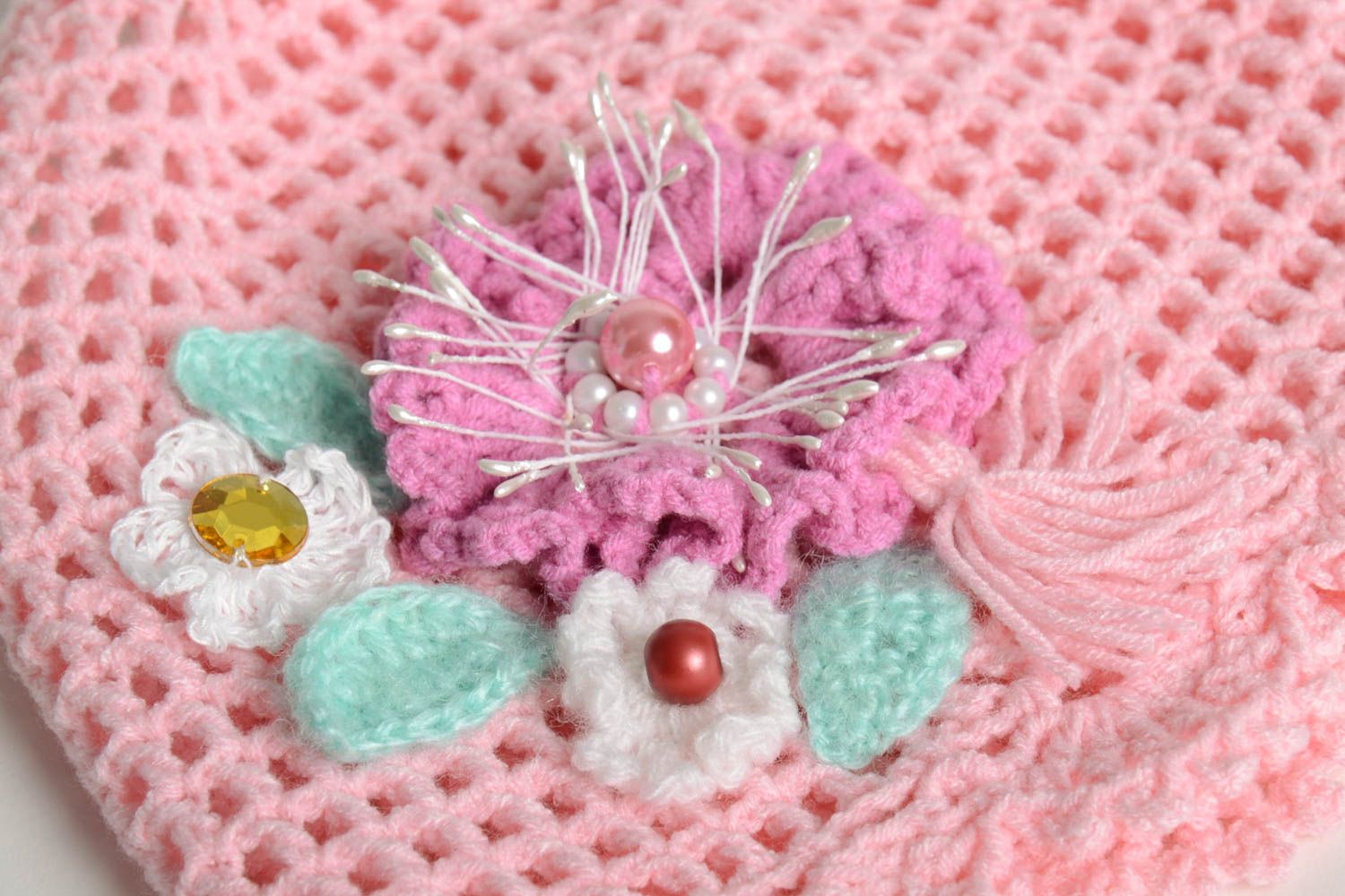 Handmade kids accessories crochet baby hat infant hats accessories for girls photo 3