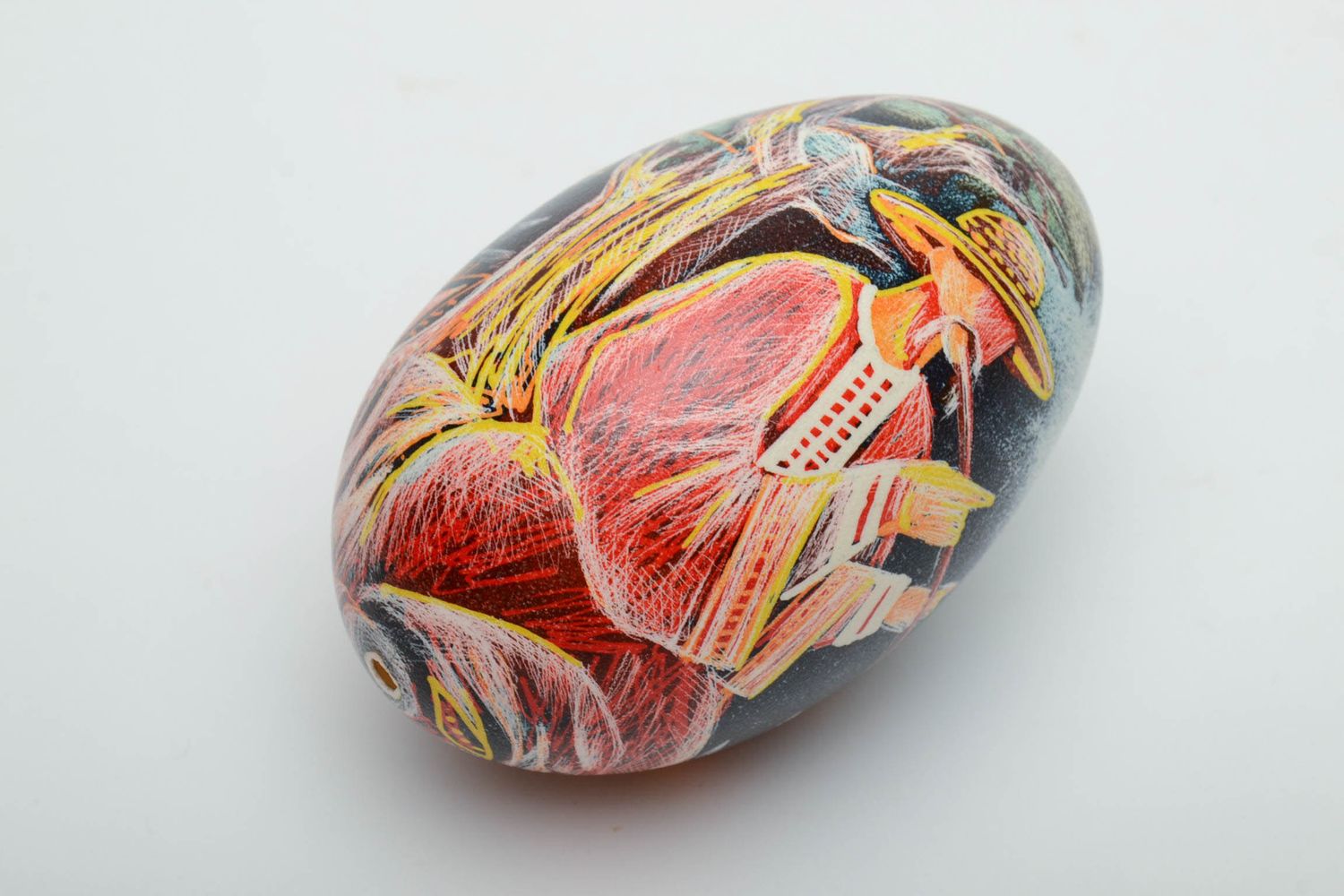 Пасхальное яйцо гусиное с росписью ручной работы авторское фото 2