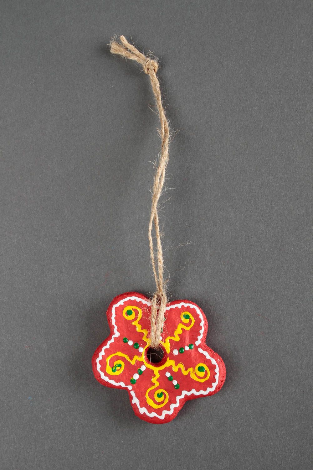 Figura decorativa hecha a mano adorno de fin de año regalo artesanal Flor roja foto 3