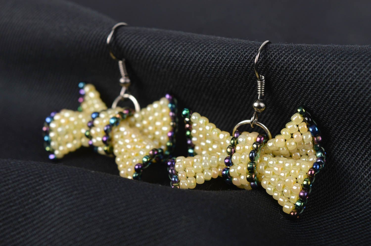Unusual bow earrings handmade women accessory designer fashion jewelry photo 1