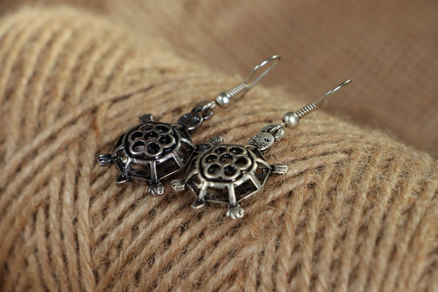 Metal earrings Turtles photo 3