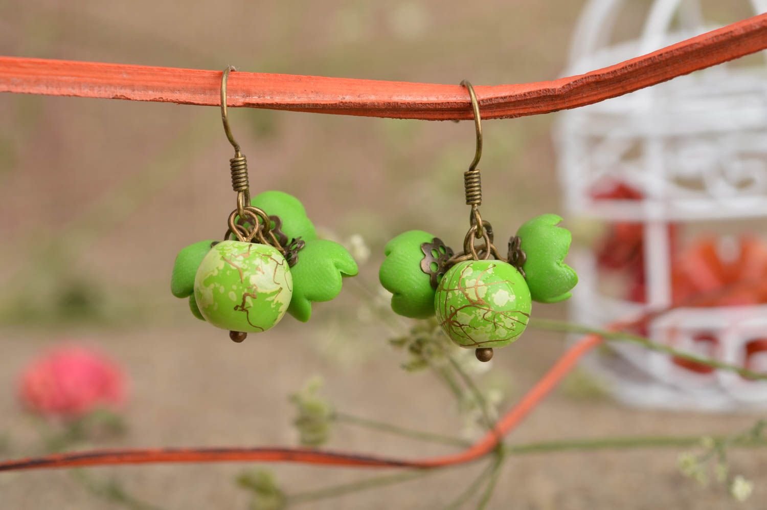 Handmade plastic flower earrings summer earrings designs fashion jewelry photo 1