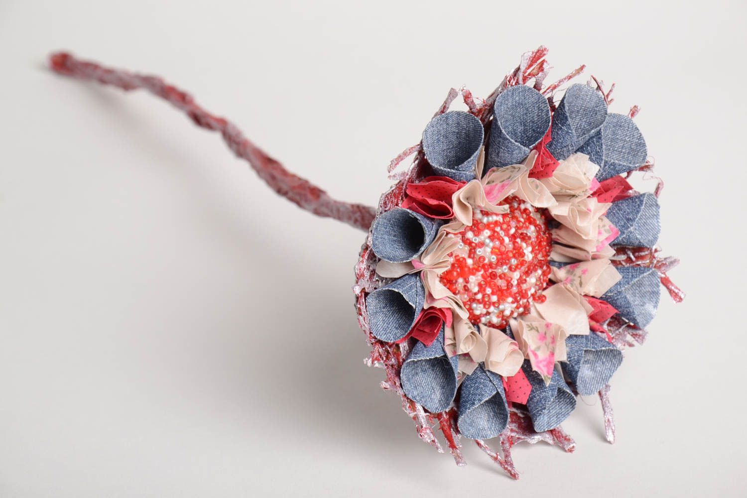 Fleur en tissu Fleur artificielle déco fait main Objet de décoration unique photo 3