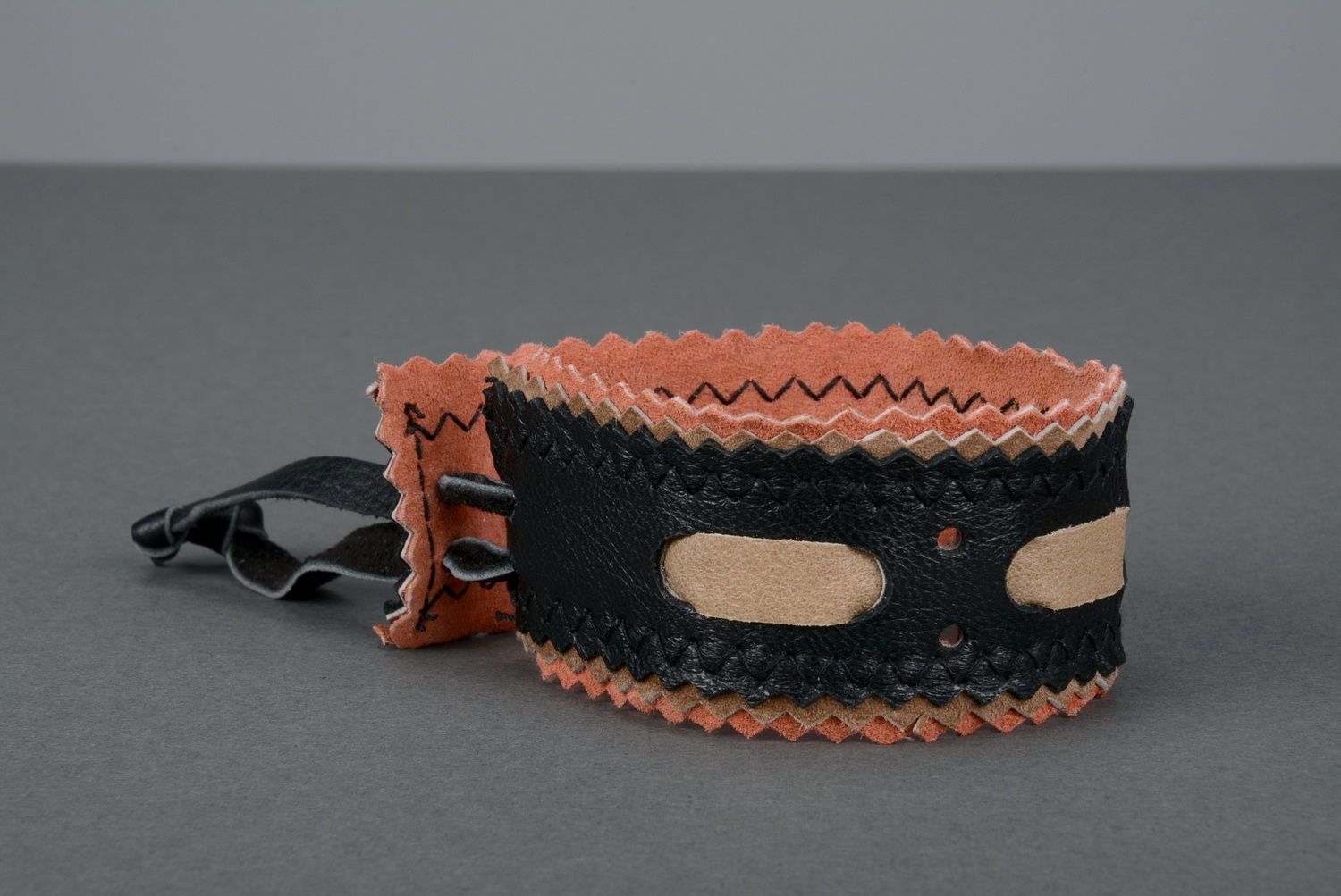 Handmade bracelet made ​​of leather and suede photo 3