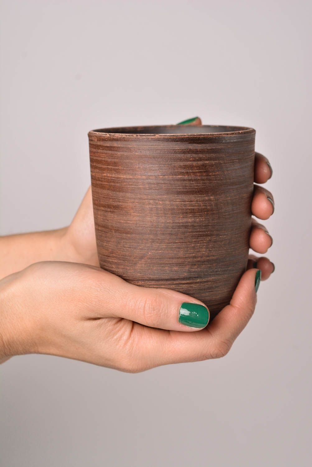 Handgefertigt Becher aus Ton Keramik Trinkbecher Designer Geschirr 250 ml foto 2