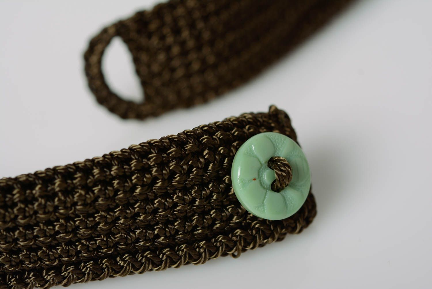Beautiful handmade green crochet beaded necklace Queen of Swamps photo 4
