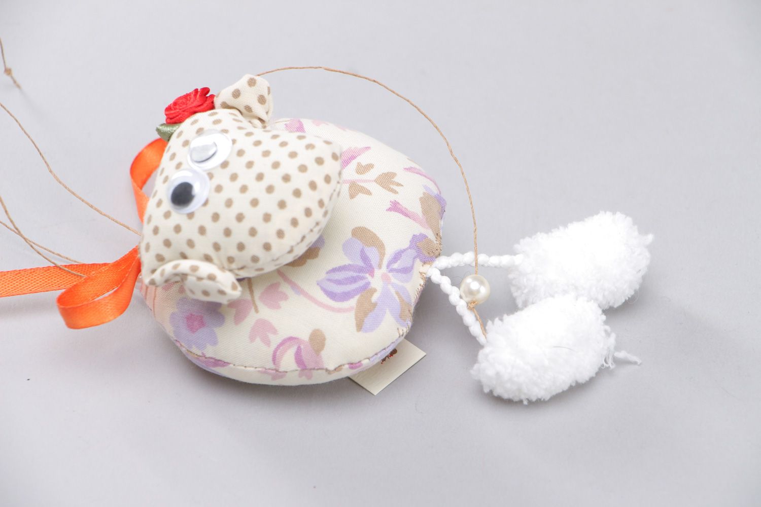 Handmade soft interior pendant toy sheep with cord photo 2