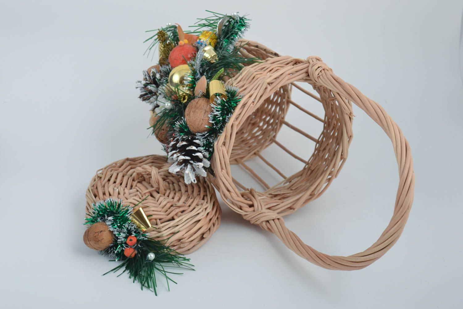 Handmade geflochtener Korb Fest Deko Korb mit Deckel aus Weide originell foto 4