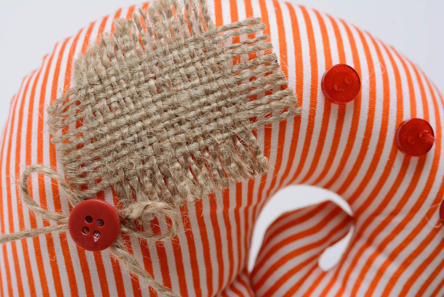 Soft snail toy made of cotton and holofiber red striped toy for home decor photo 4