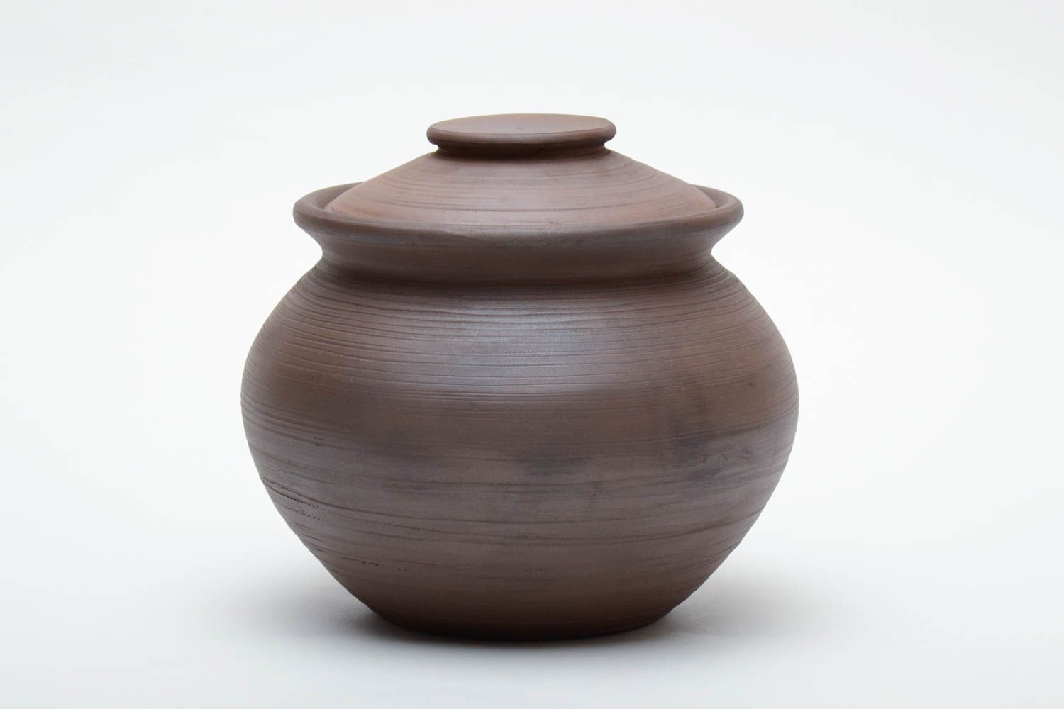 Pot de cuisine en argile fait main original soupière vaisselle couleur marron photo 2