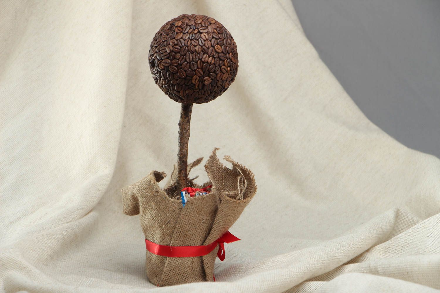 Topiario albero decorativo fatto a mano di grani caffè alberello della felicità foto 6