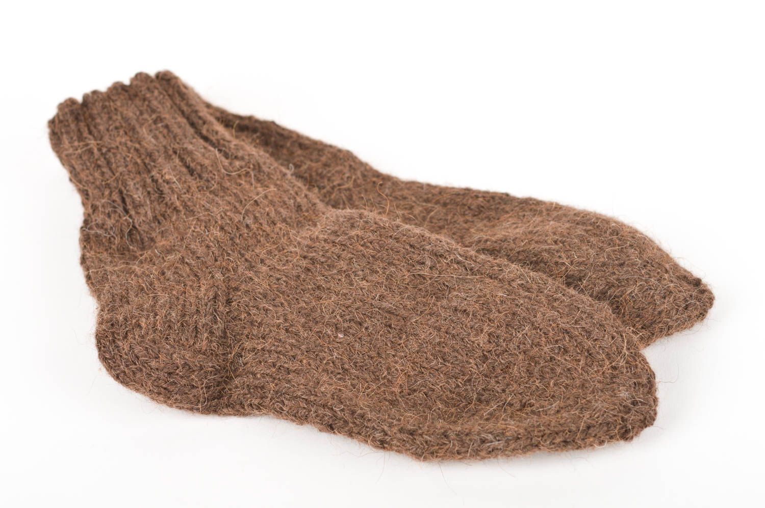 Wolle Socken handgemacht warme Damensocken gehäkelt warme Wintersocken braun foto 1