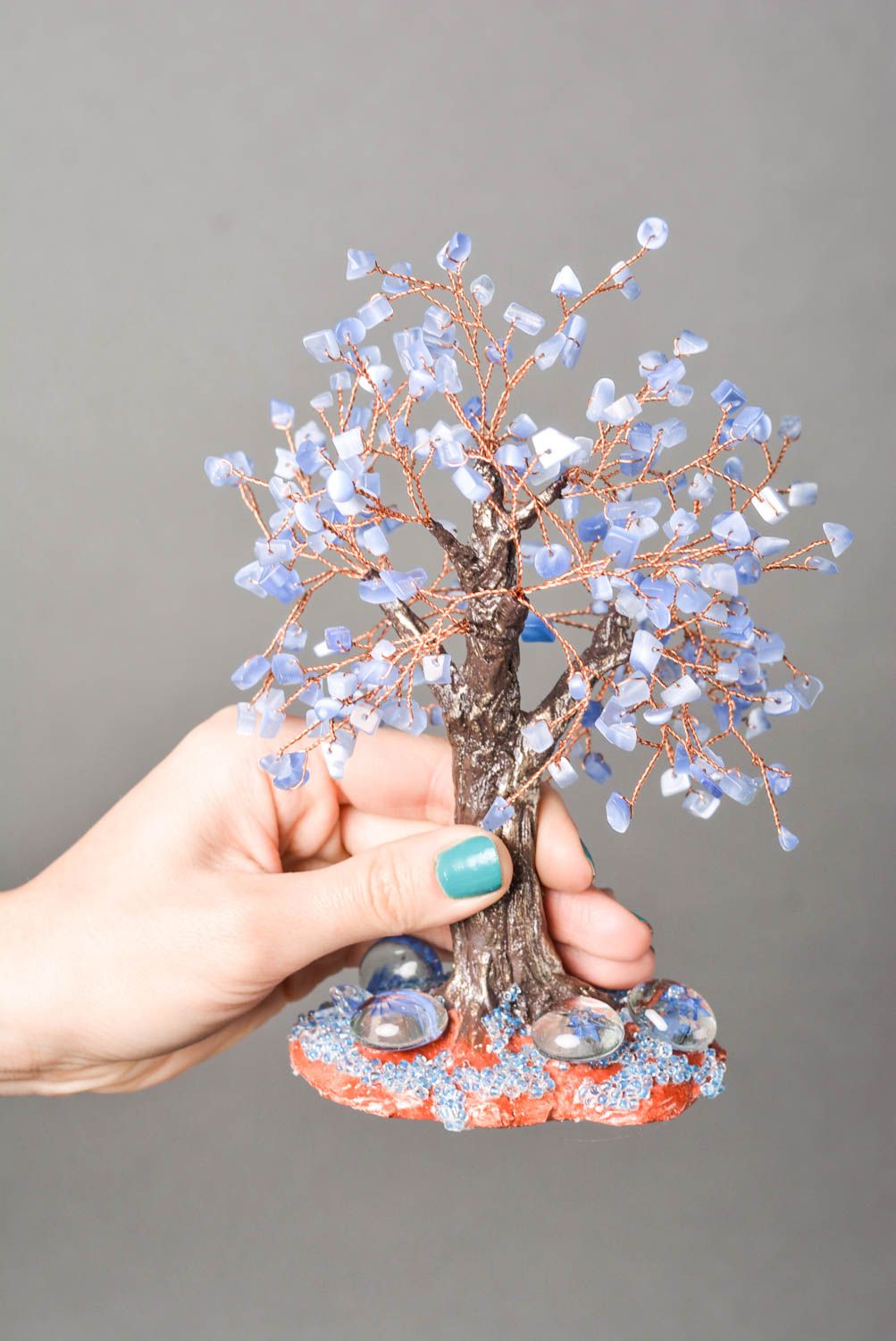 Handgefertigt Künstlicher Baum Glasperlen Deko Kunststoff Pflanze ausgefallen foto 2