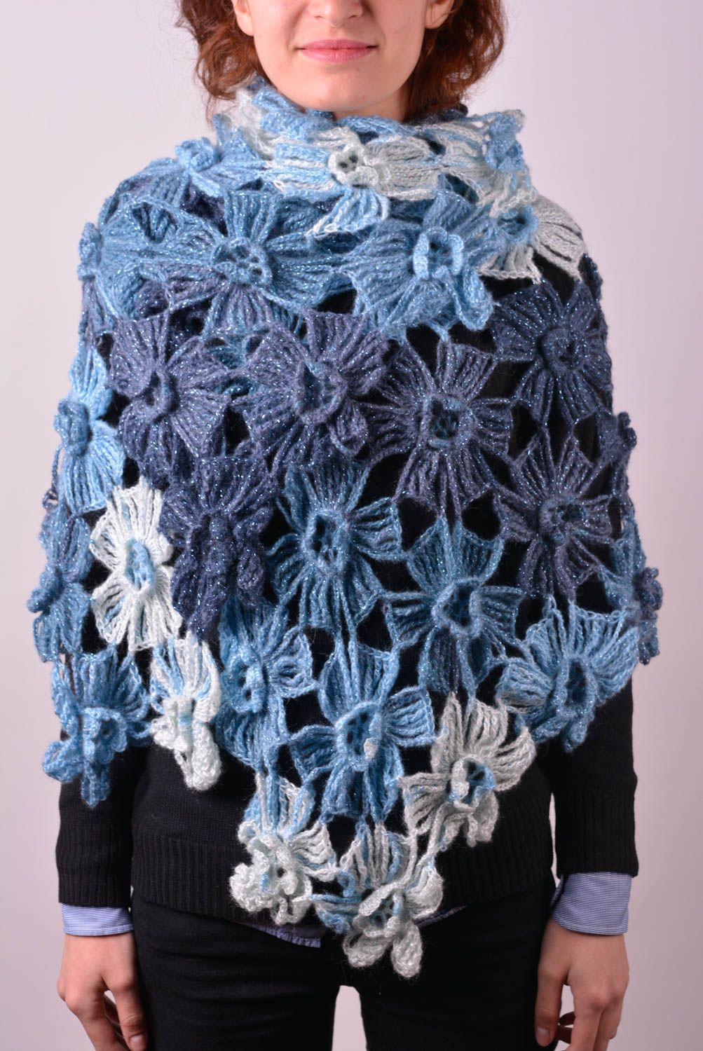 Châle en tricot Accessoire fait main angora au crochet Cadeau pour femme photo 1