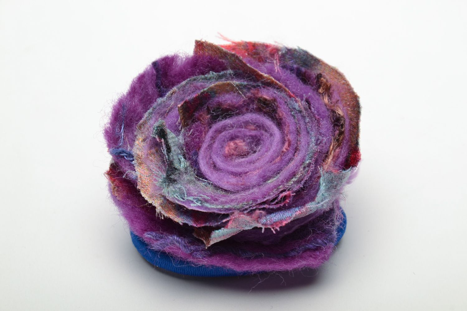 Élastique à cheveux fleur violette technique de feutrage fait main photo 2
