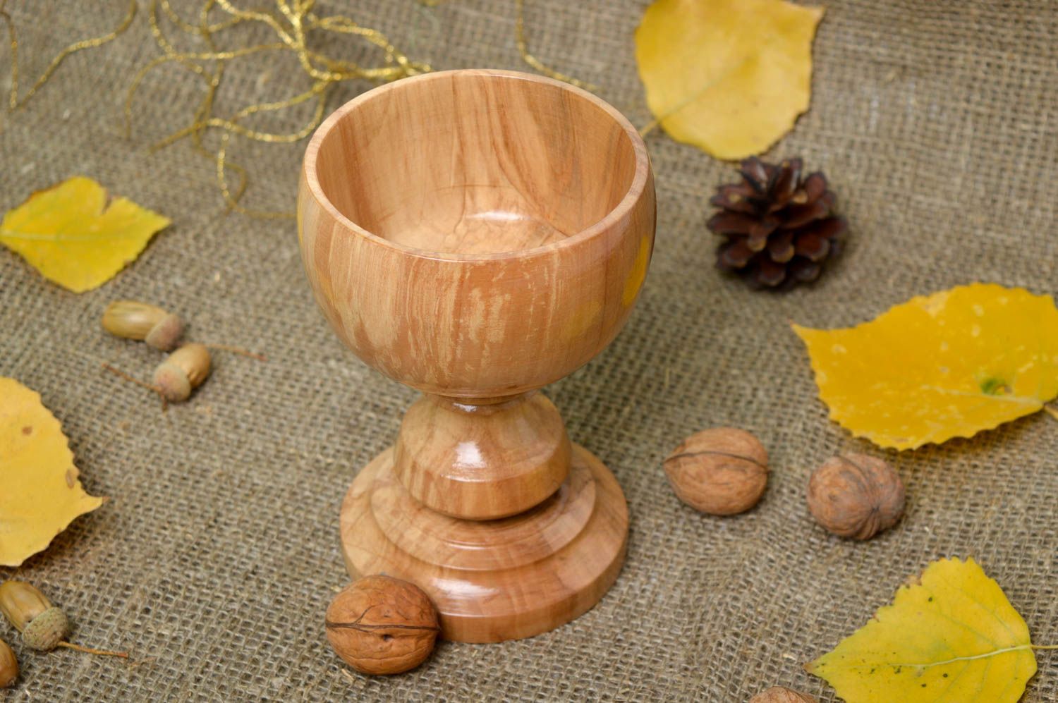 Copa de madera natural artesanal decoración de interior regalo original 200 ml foto 1