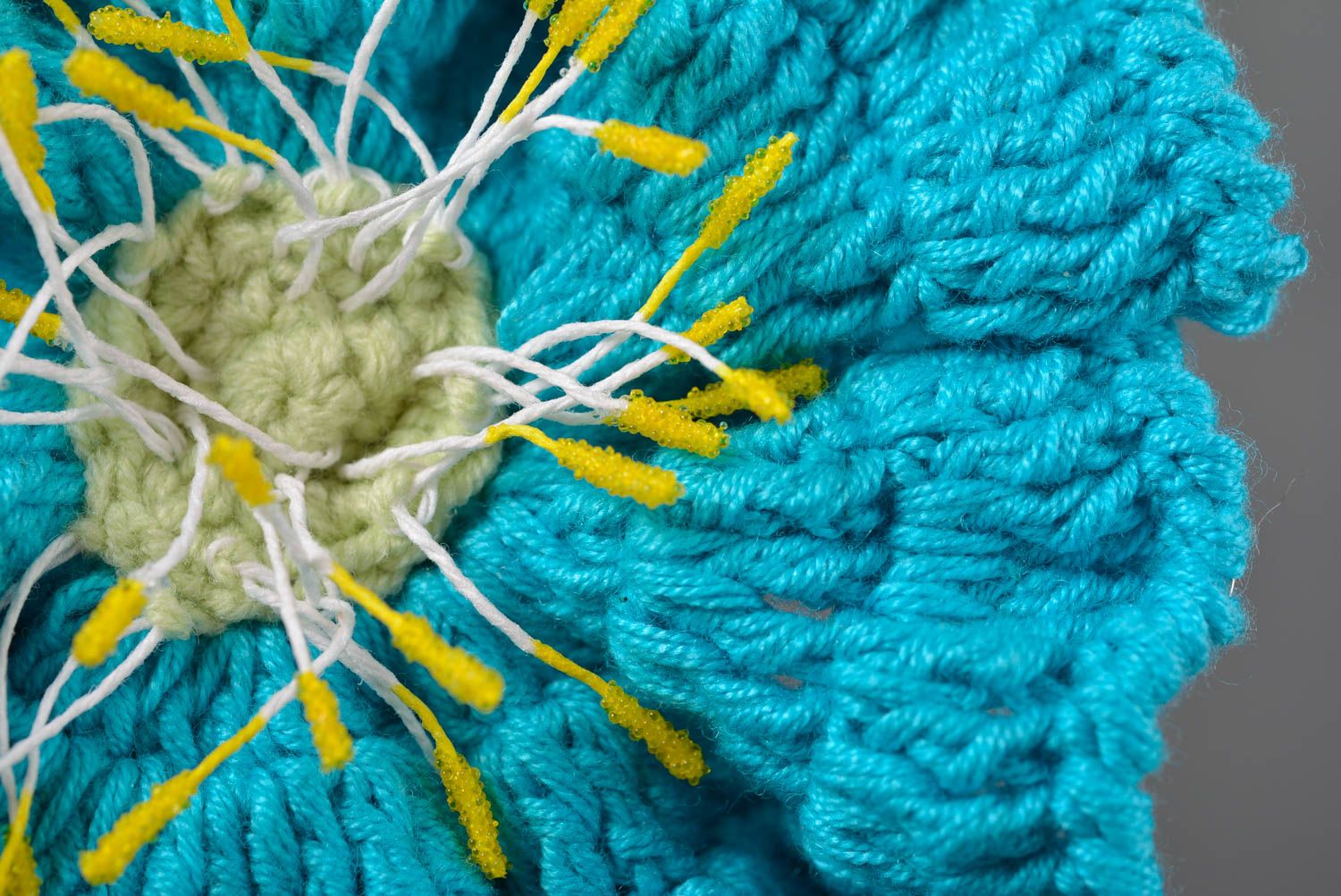 Handmade Haargummi mit Blume Häkel Accessoire Haar Schmuck schön blau  foto 2