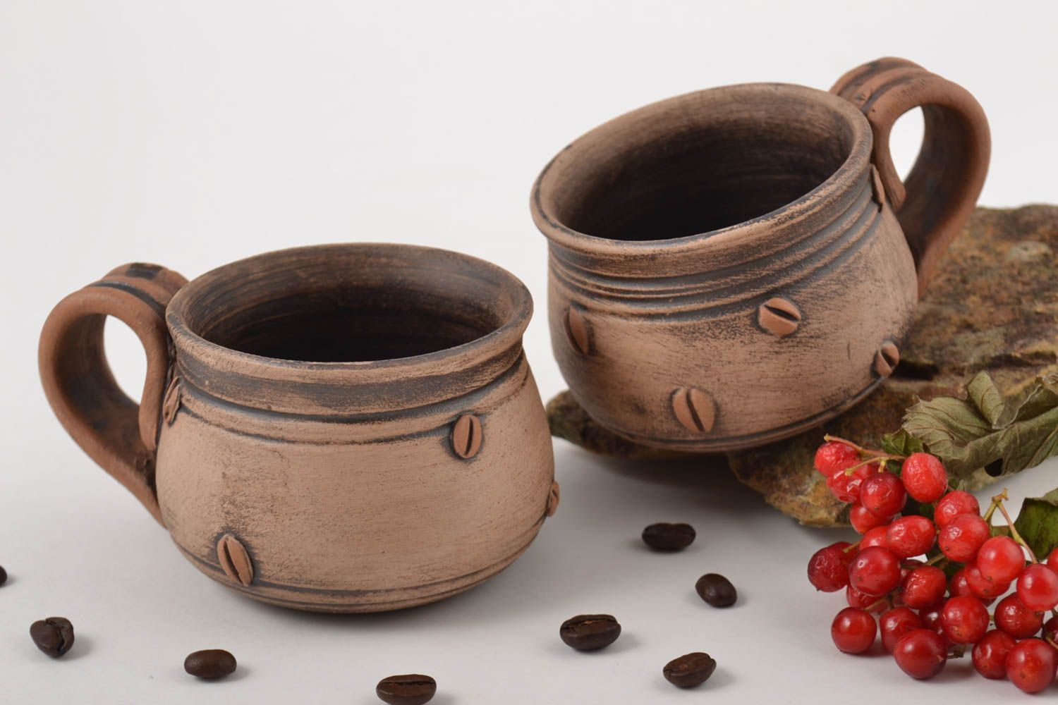 Tazas artesanales de arcilla para té menaje de cocina regalo original 2 piezas foto 1