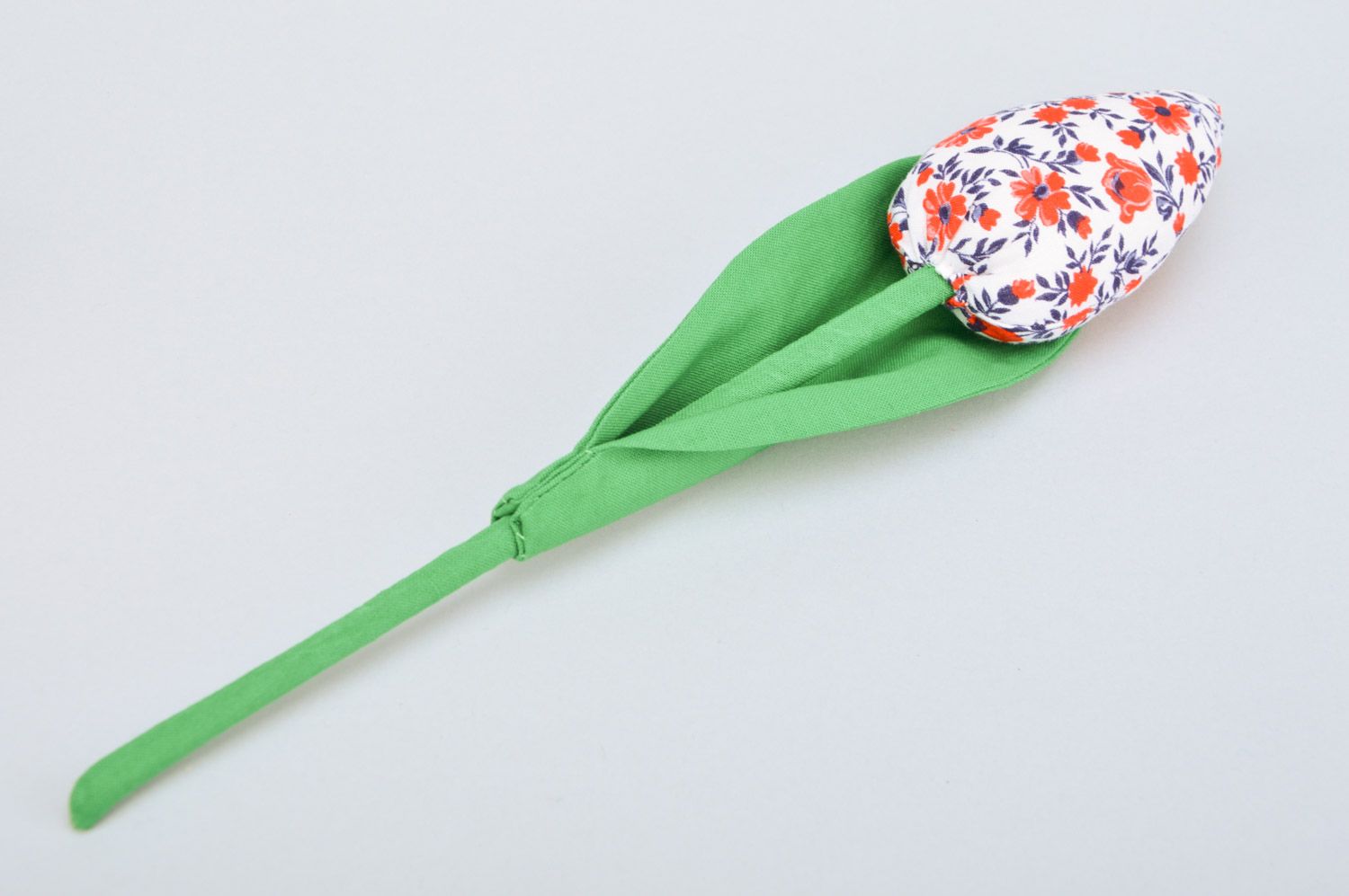 Тканевый тюльпан из льна мягкий декоративный цветок ручной работы для интерьера фото 2