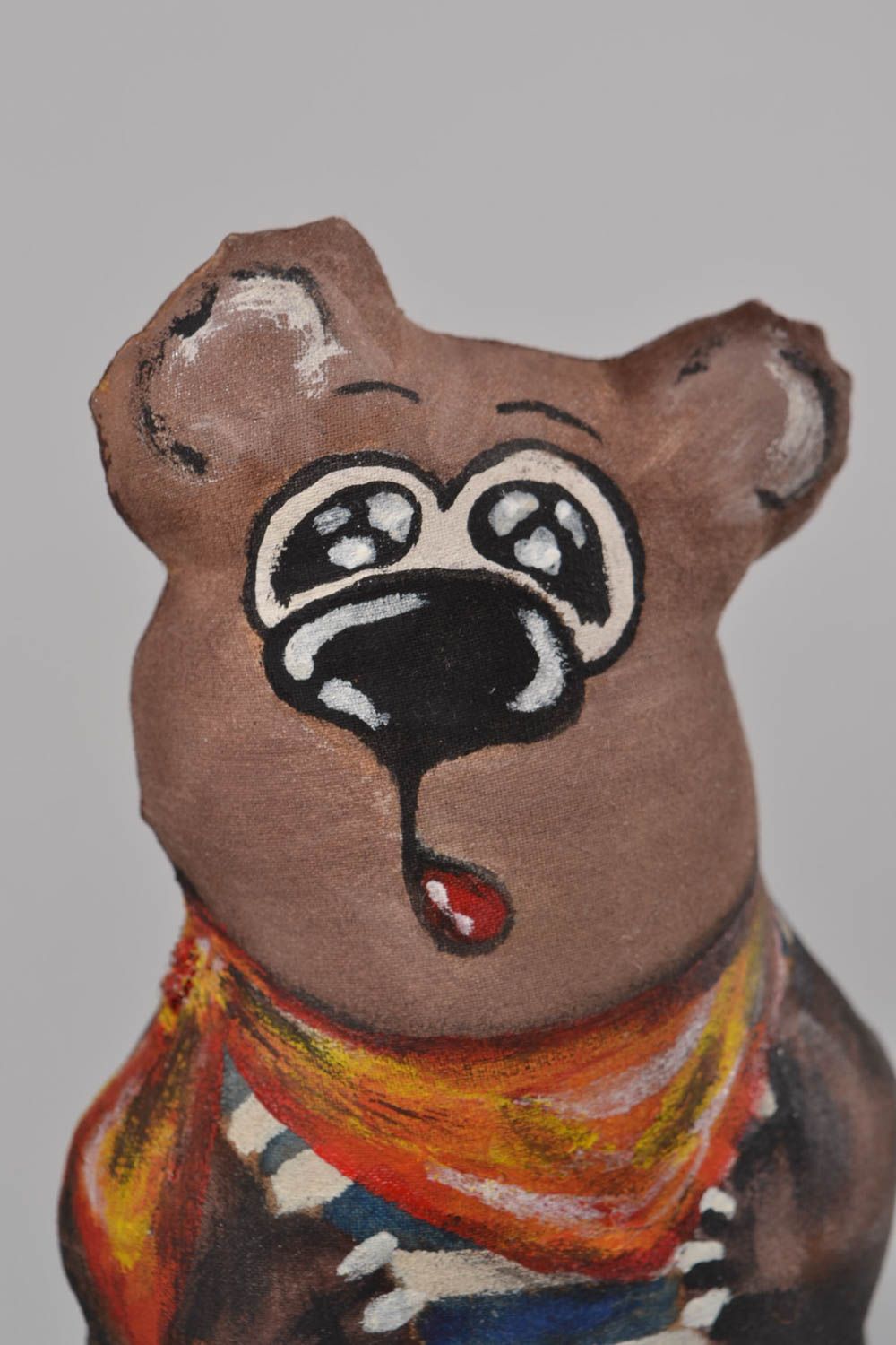 Bemaltes originelles handmade Stofftier mit Duft Bär aus Leinen für Geschenk foto 4