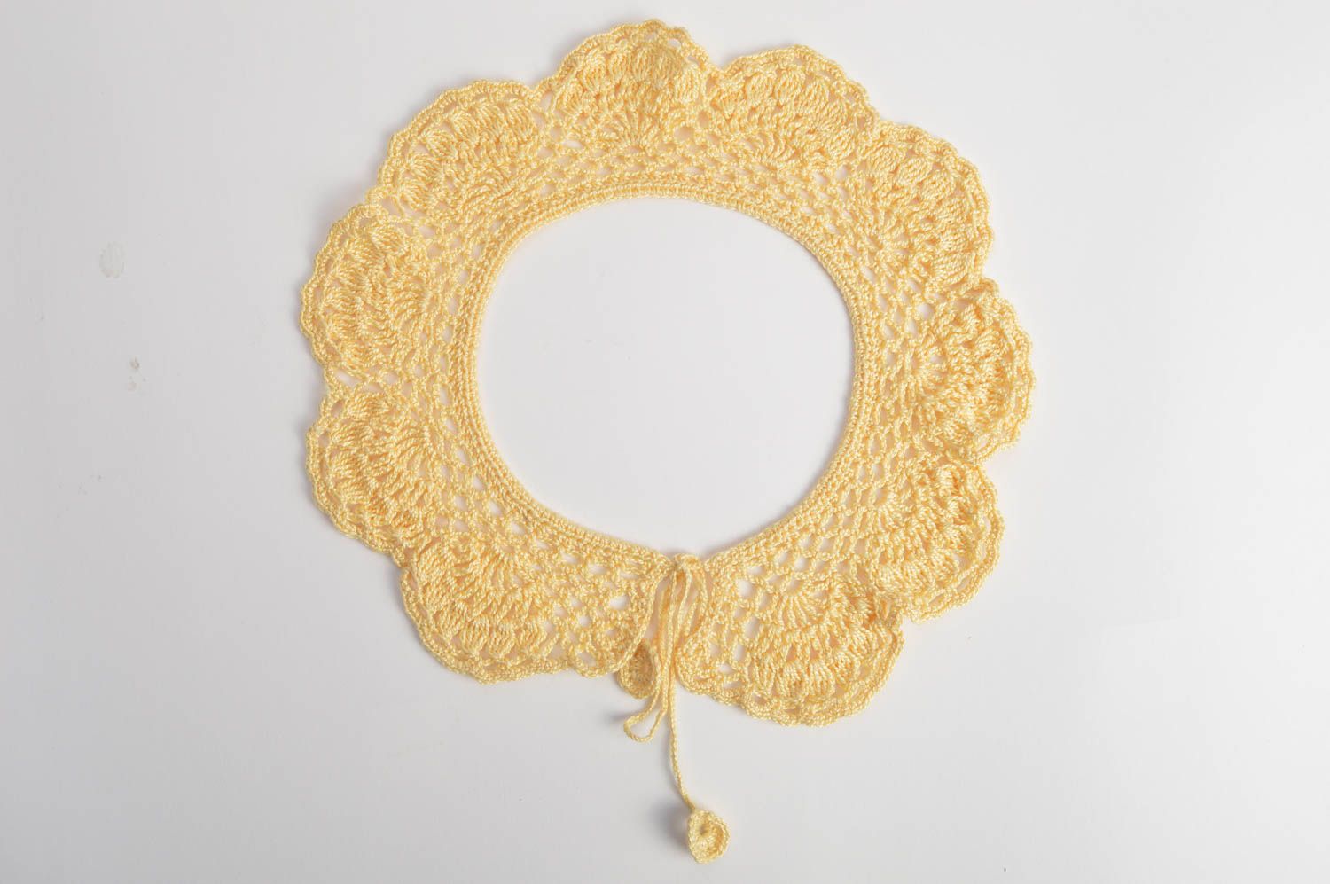 Cuello tejido de algodón artesanal original elegante amarillo desmontable foto 2