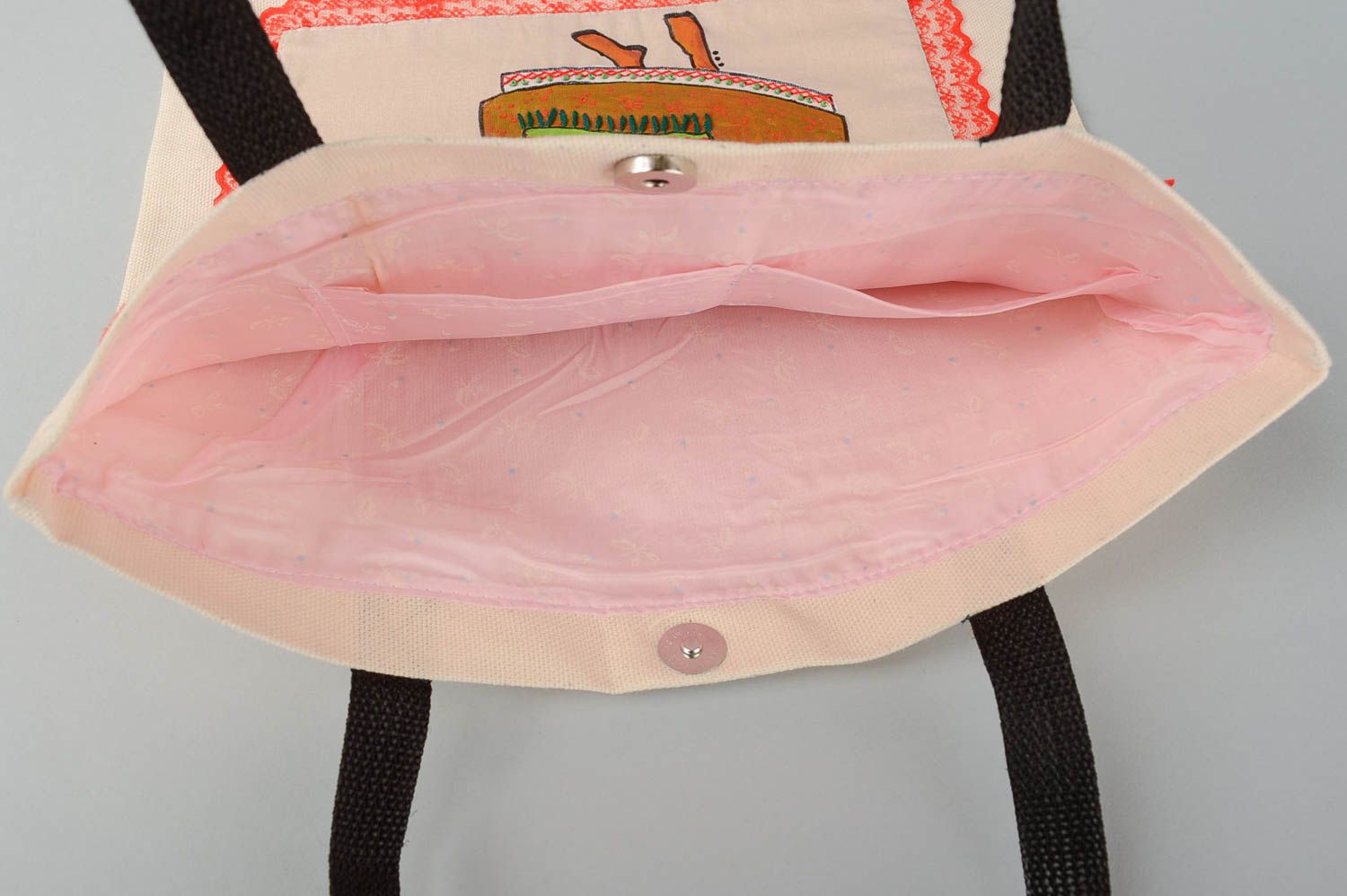 Handmade textile bag with painting designer large bag fabric shoulder bag photo 4