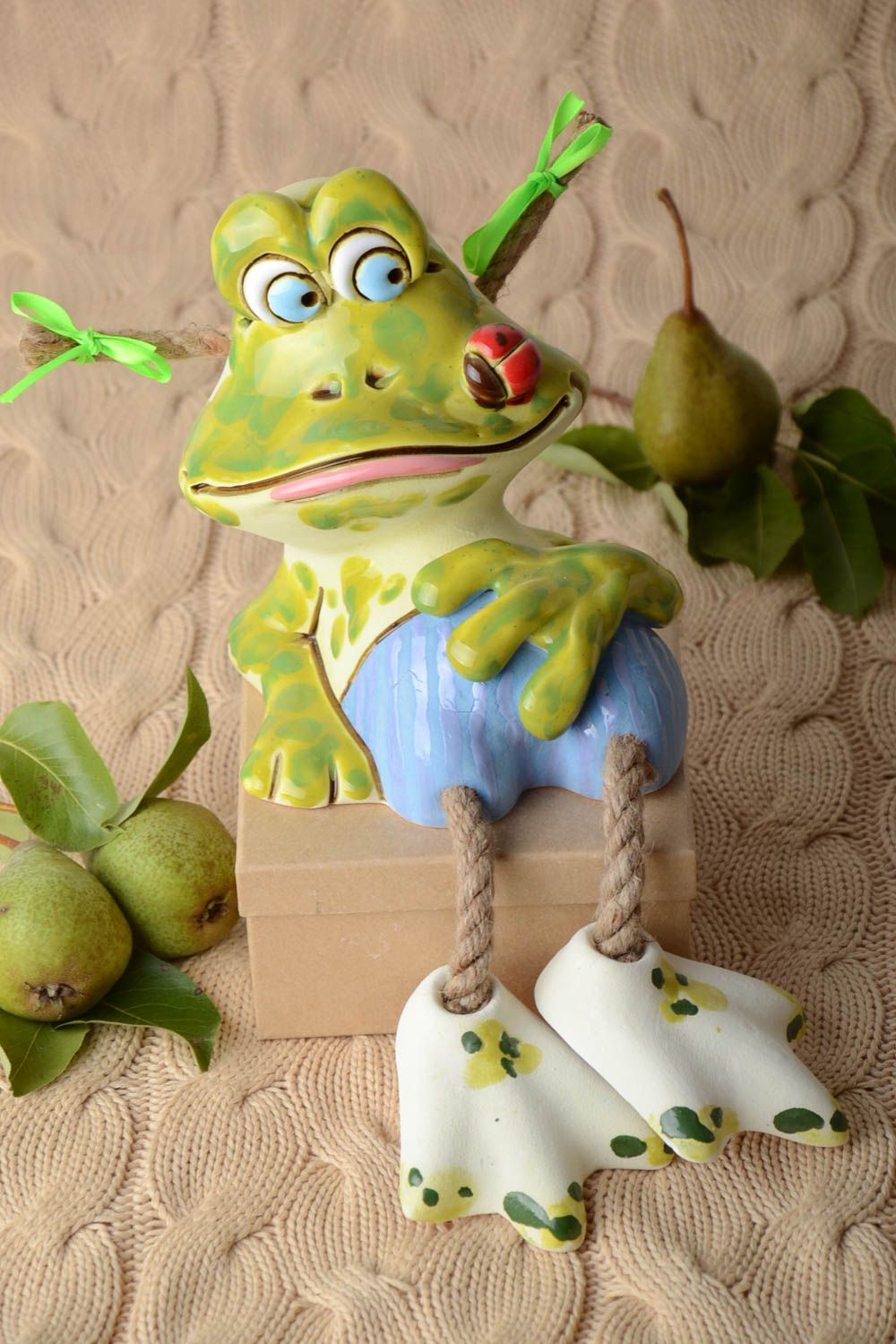 Handgemachte Keramik lustige Spardose Ton Deko Spardose Frosch hübsch  foto 1