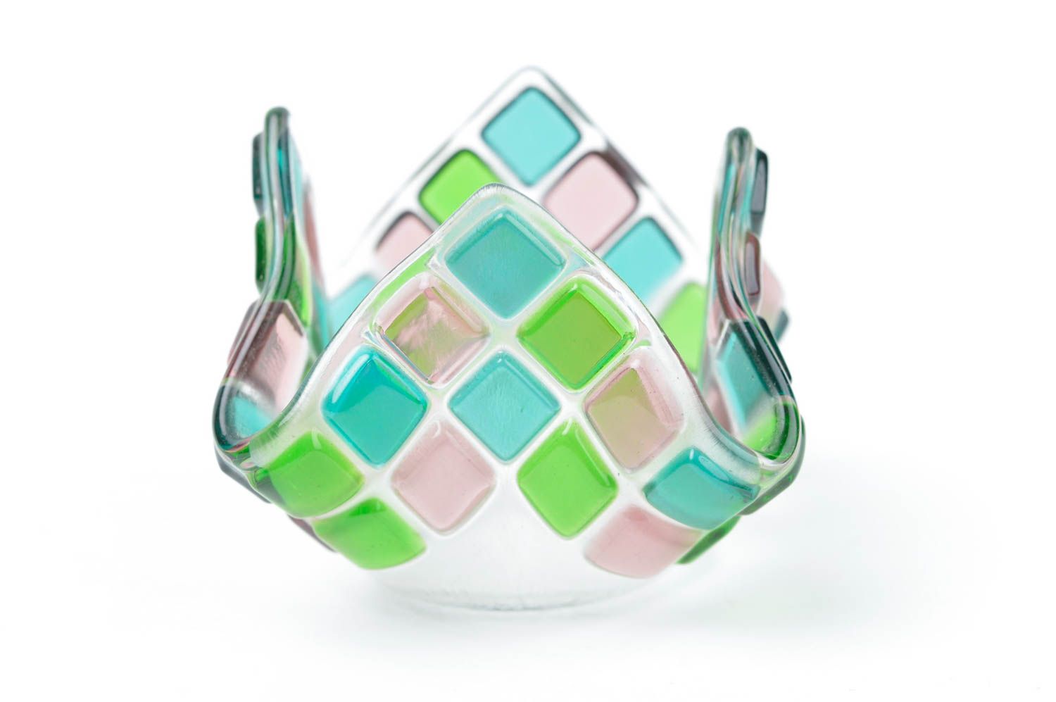 Handmade Teelichthalter aus Glas Kerzenständer aus Glas Haus Dekor Fusing schön foto 2
