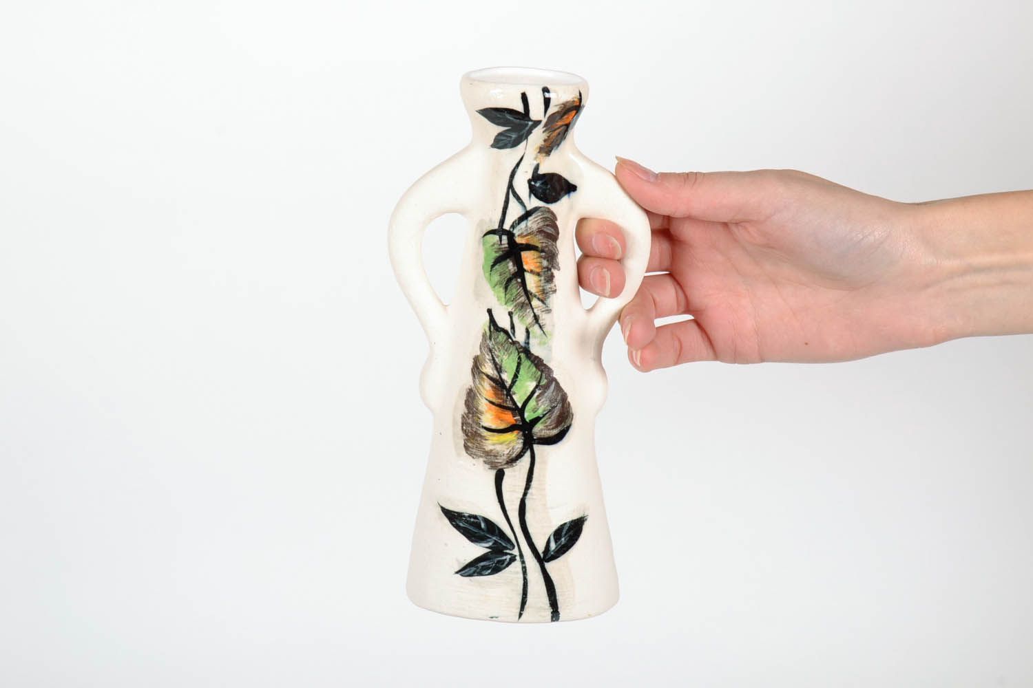 8 inches handmade floral design white decorative vase 0,7 lb photo 2