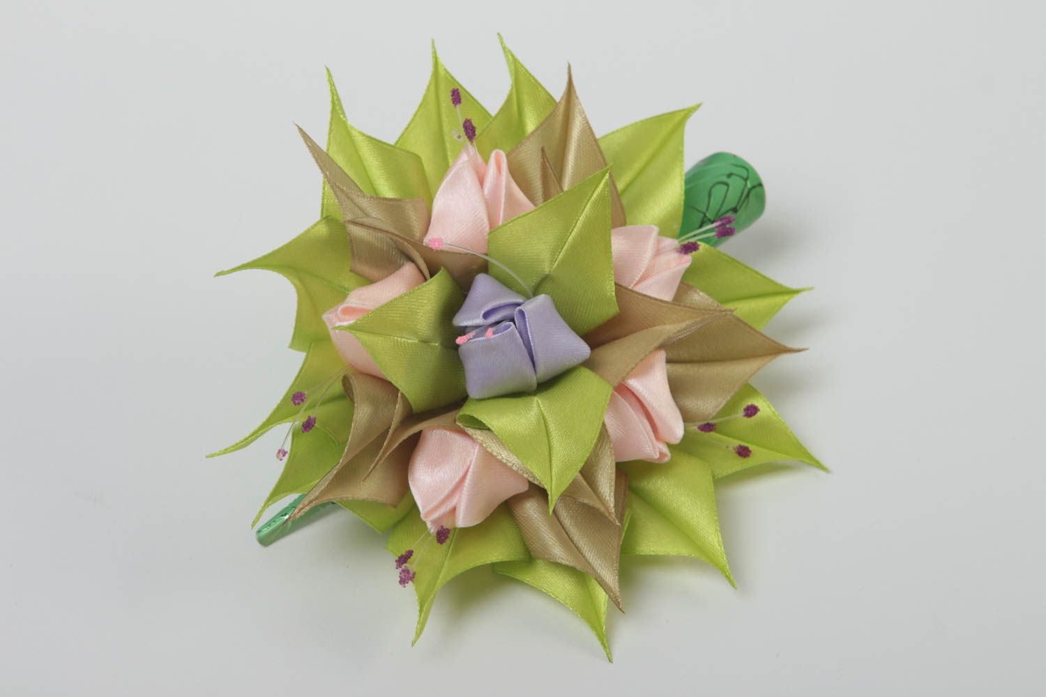 Beautiful handmade kanzashi flower barrette unusual hair clip gifts for her photo 2