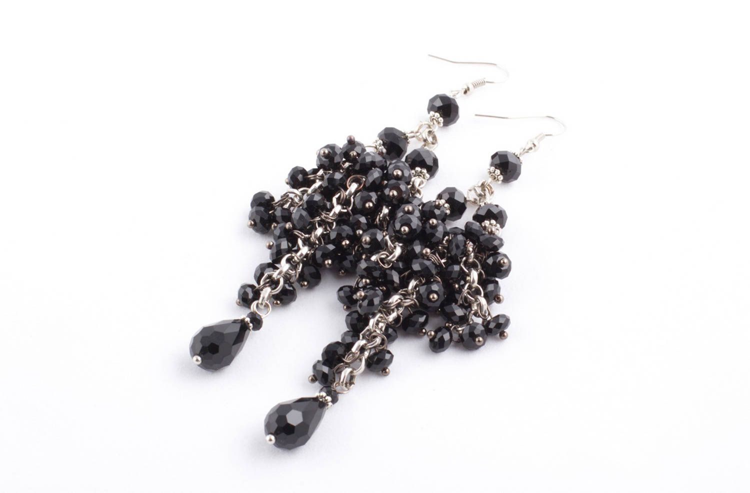 Handmade designer cute earrings female elegant earrings black evening jewelry photo 5