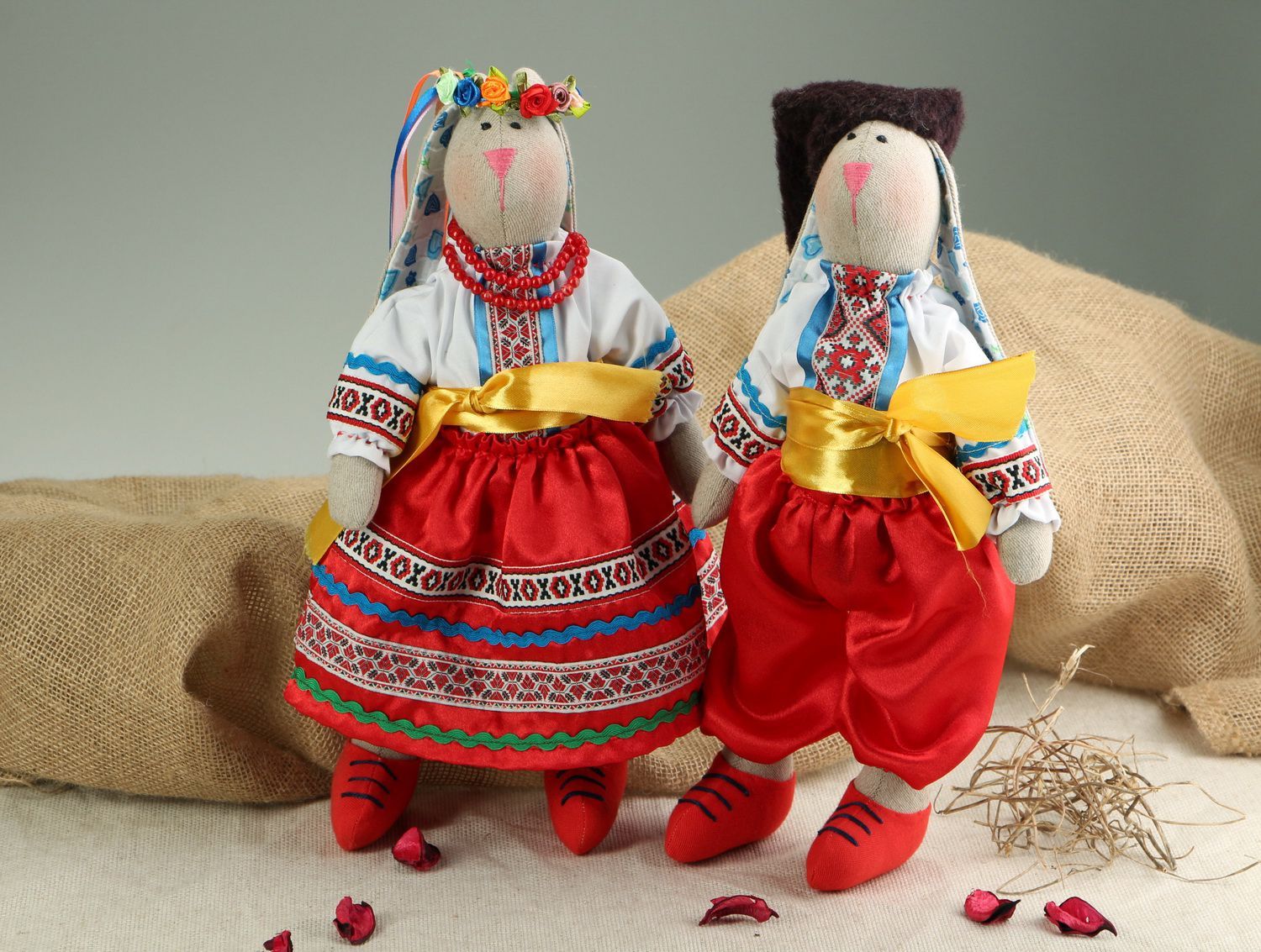 Pair of fabric toys Hares photo 5