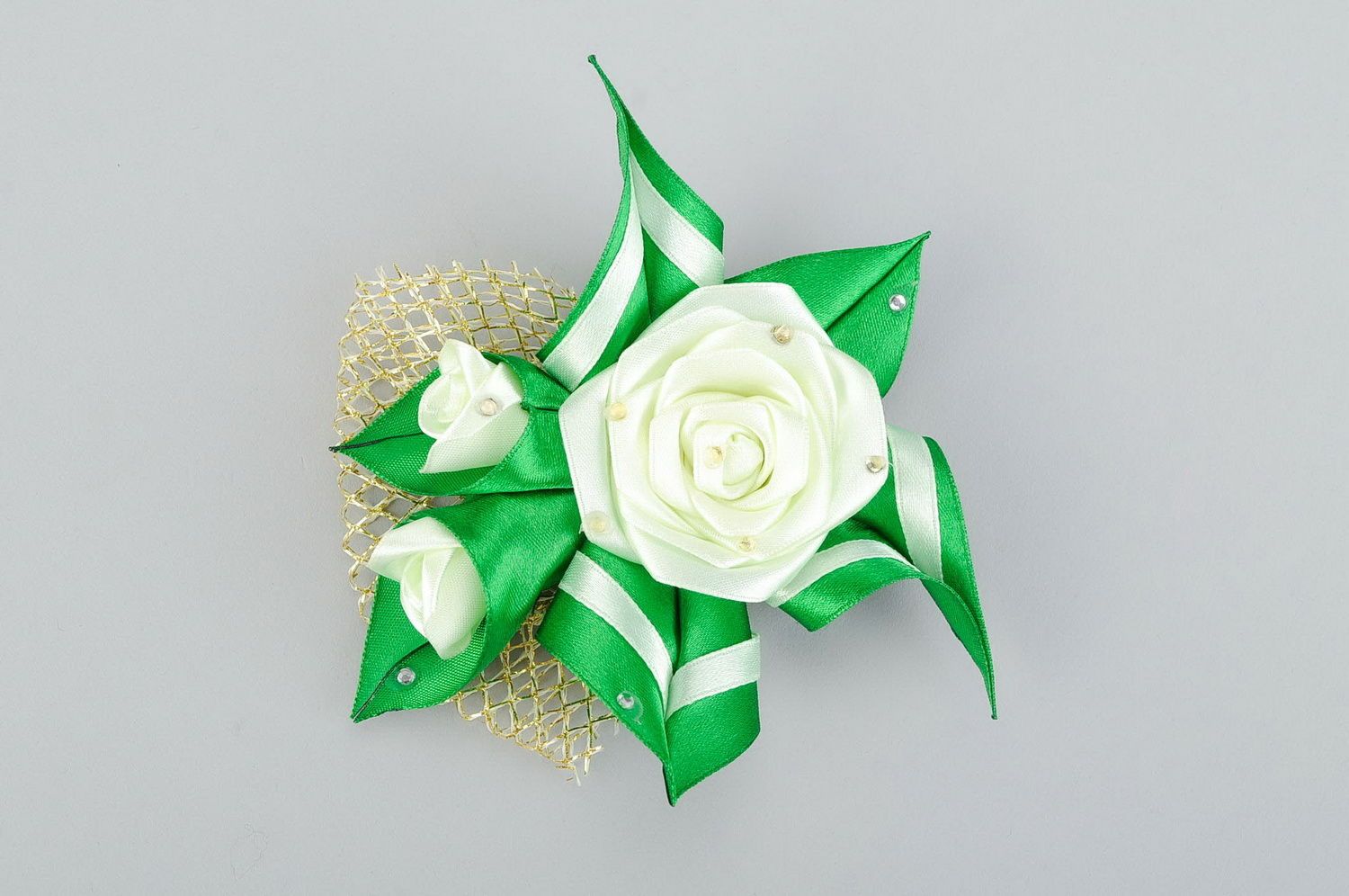 Flower made of satin ribbons photo 3