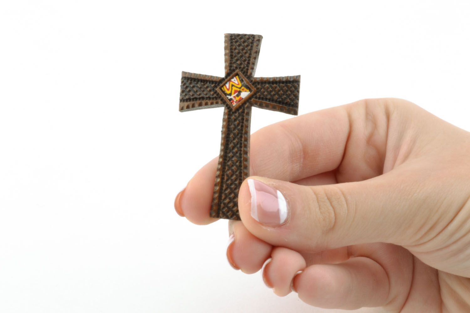 Croix pectorale teintée faite main photo 5