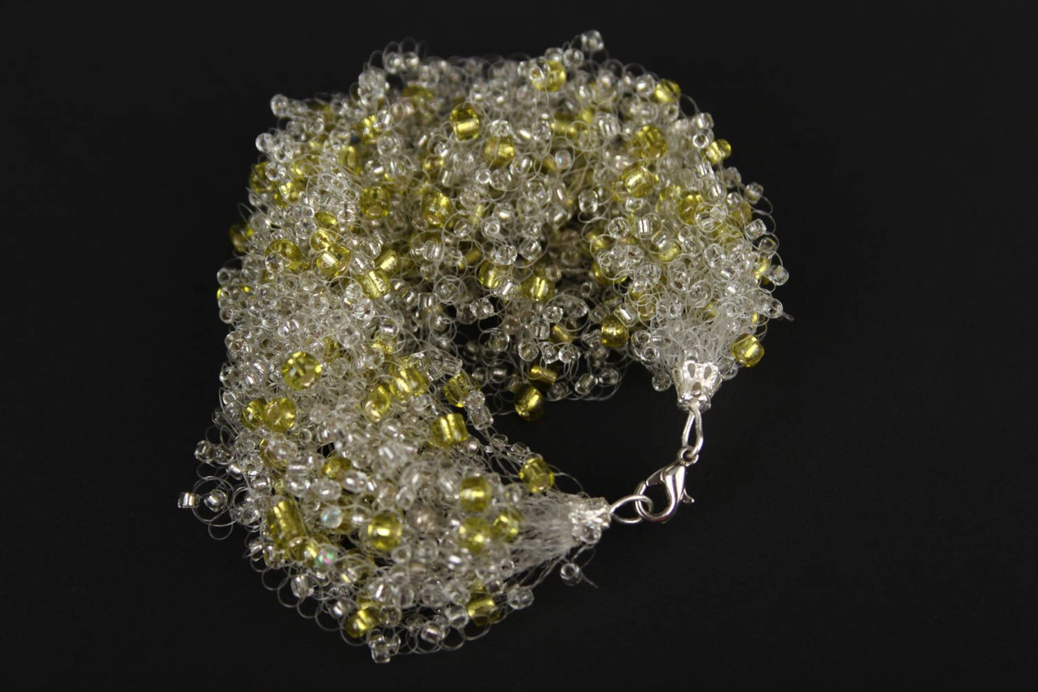 Bracelet perles rocaille Bijou fait main anis blanc Accessoire femme design photo 4