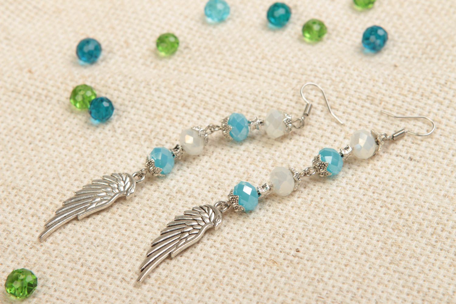 Beautiful handmade metal earrings crystal earrings fashion accessories photo 1