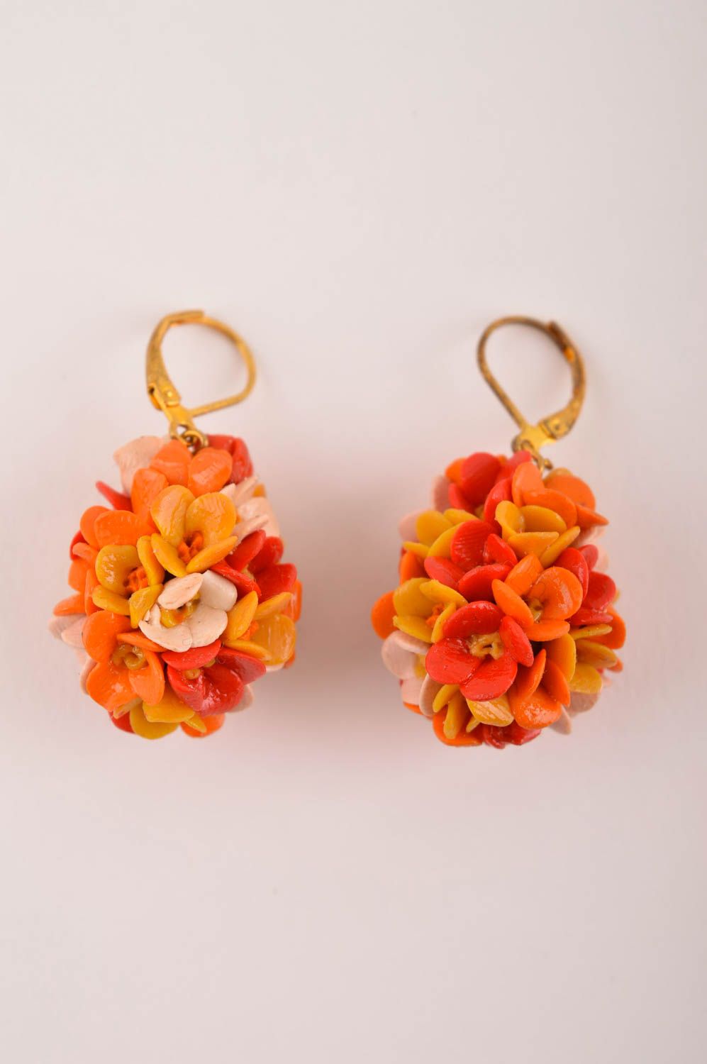 Handmade grelle Blumen Ohrringe Designer Schmuck Accessoire für Frauen orange foto 3