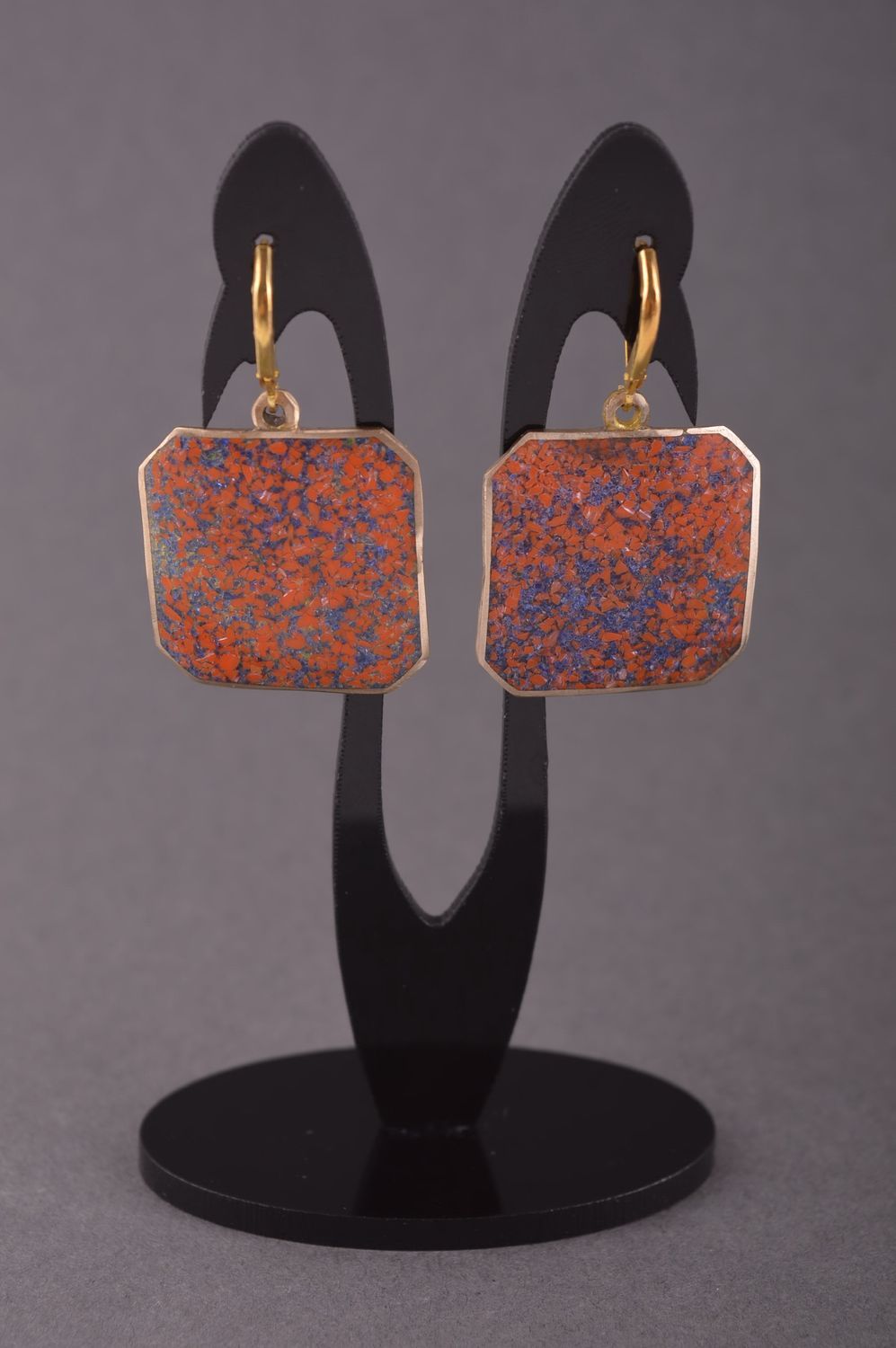 Украшение из латуни handmade серьги из натуральных камней модные серьги стильные фото 1
