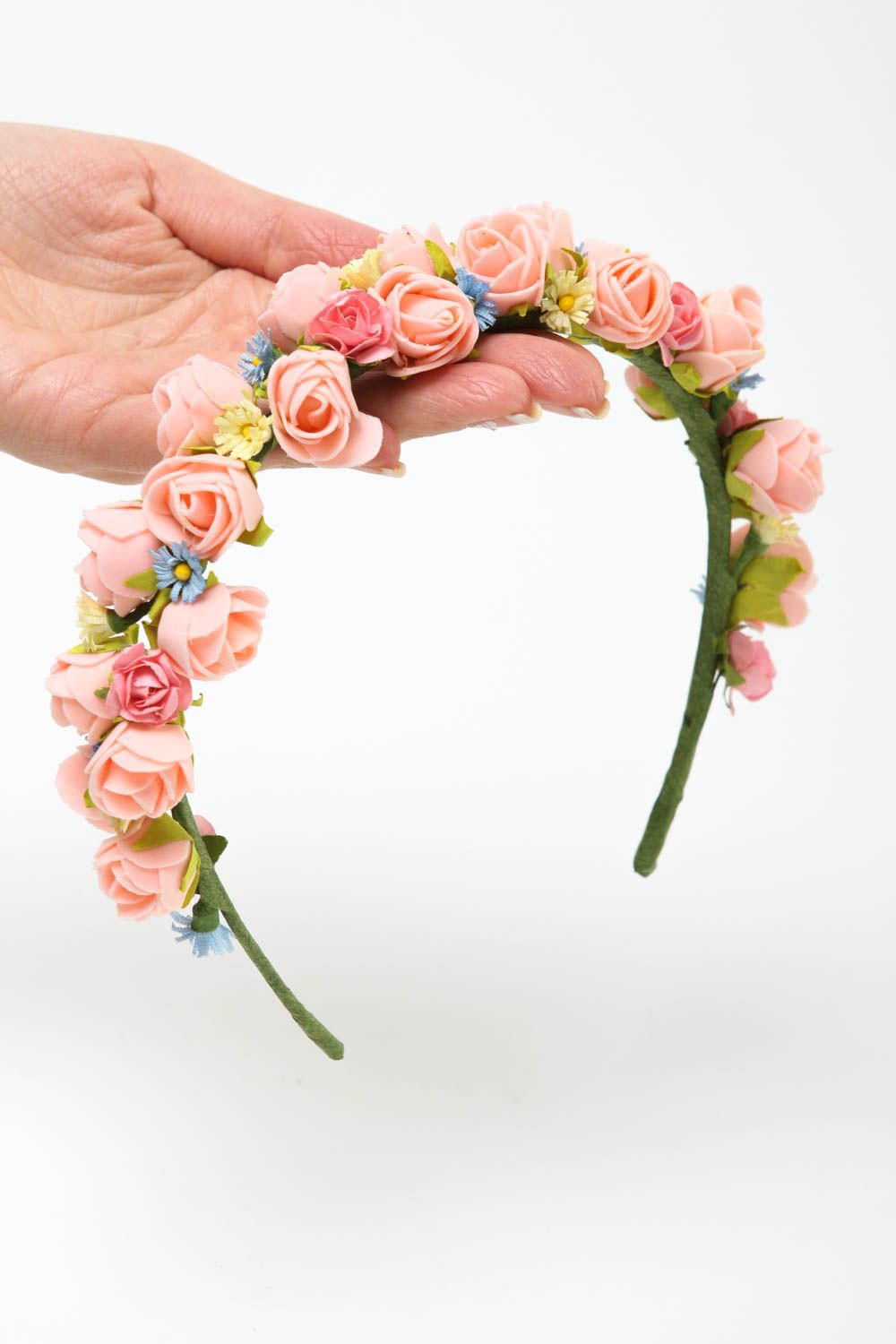 Serre-tête fleurs fait main Accessoire cheveux rose délicat Cadeau pour femme photo 5