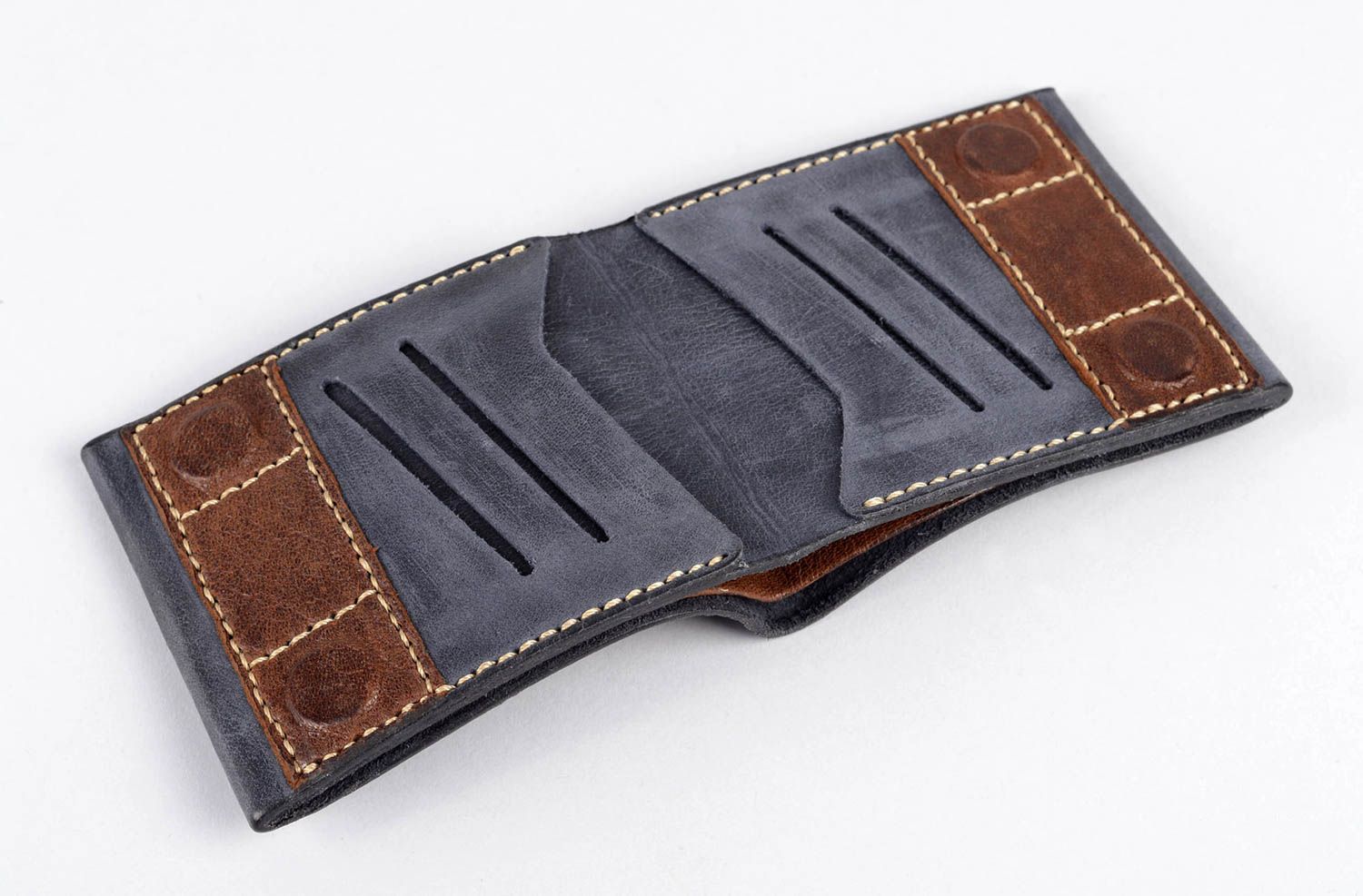 Handmade leather wallet mens leather wallet designer wallets mens accessories photo 2