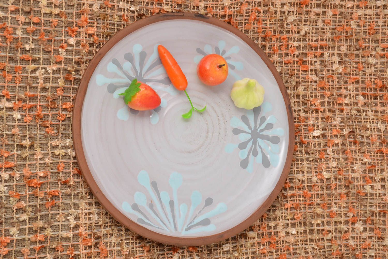 Teller Geschirr handgemacht Teller Keramik mit Bemalung origineller Teller  foto 1