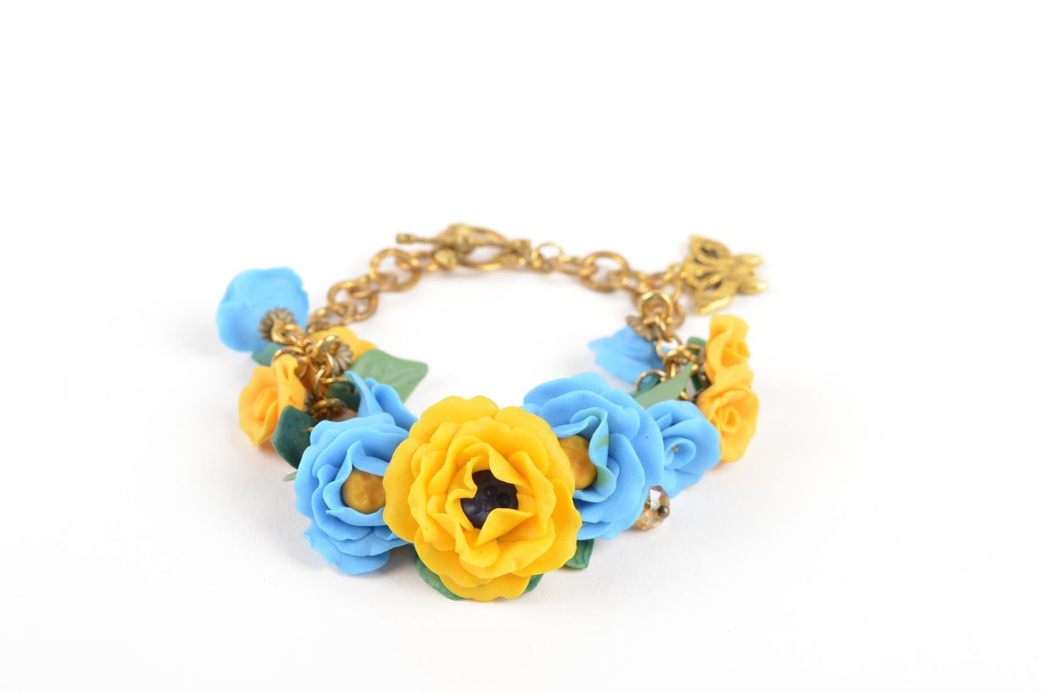 Frauen Armband hochwertiger Modeschmuck handmade Polymer Clay Schmuck mit Blumen foto 1