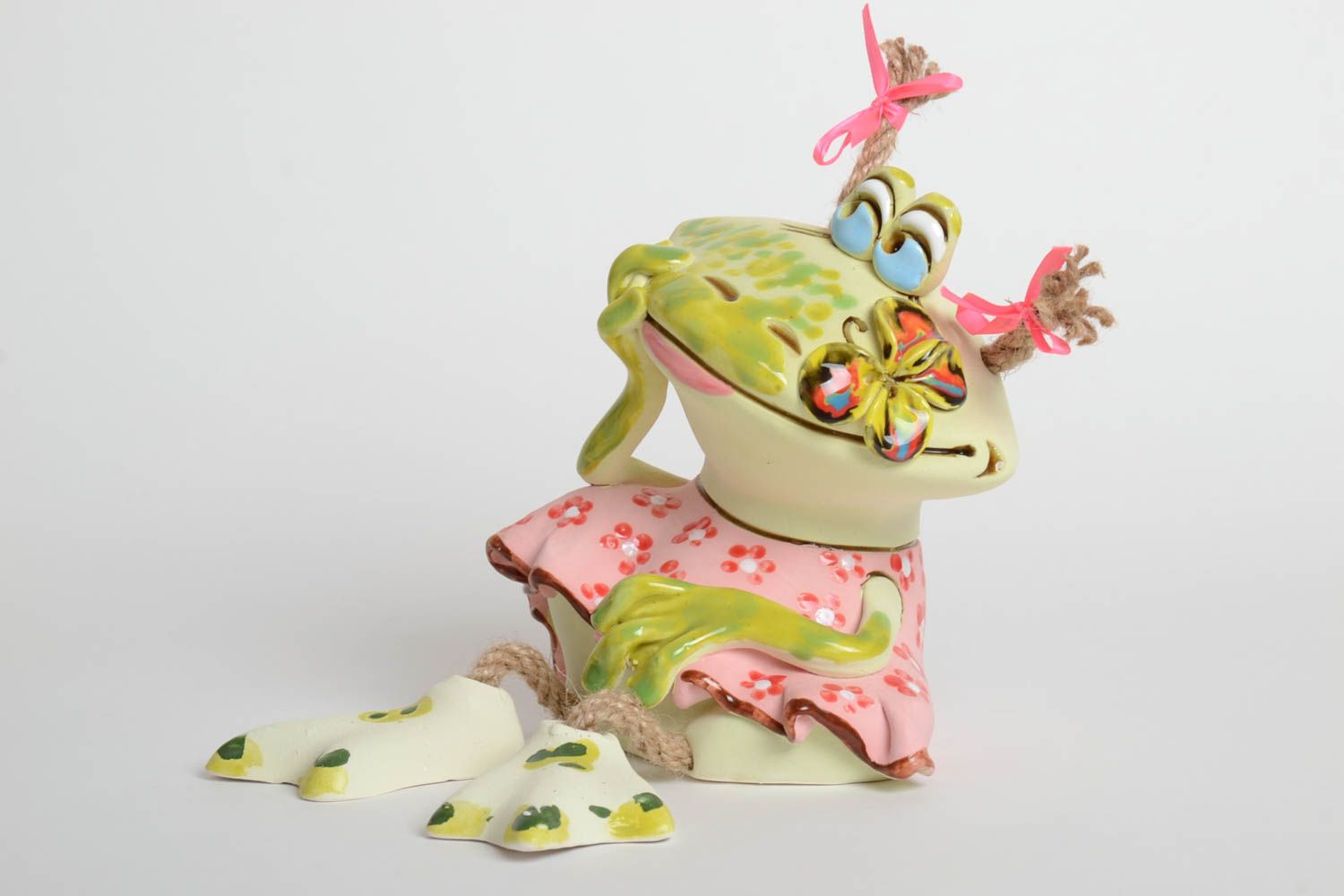 Handgemachte Keramik lustige Spardose Geschenkidee für Kinder Spardose Frosch foto 2