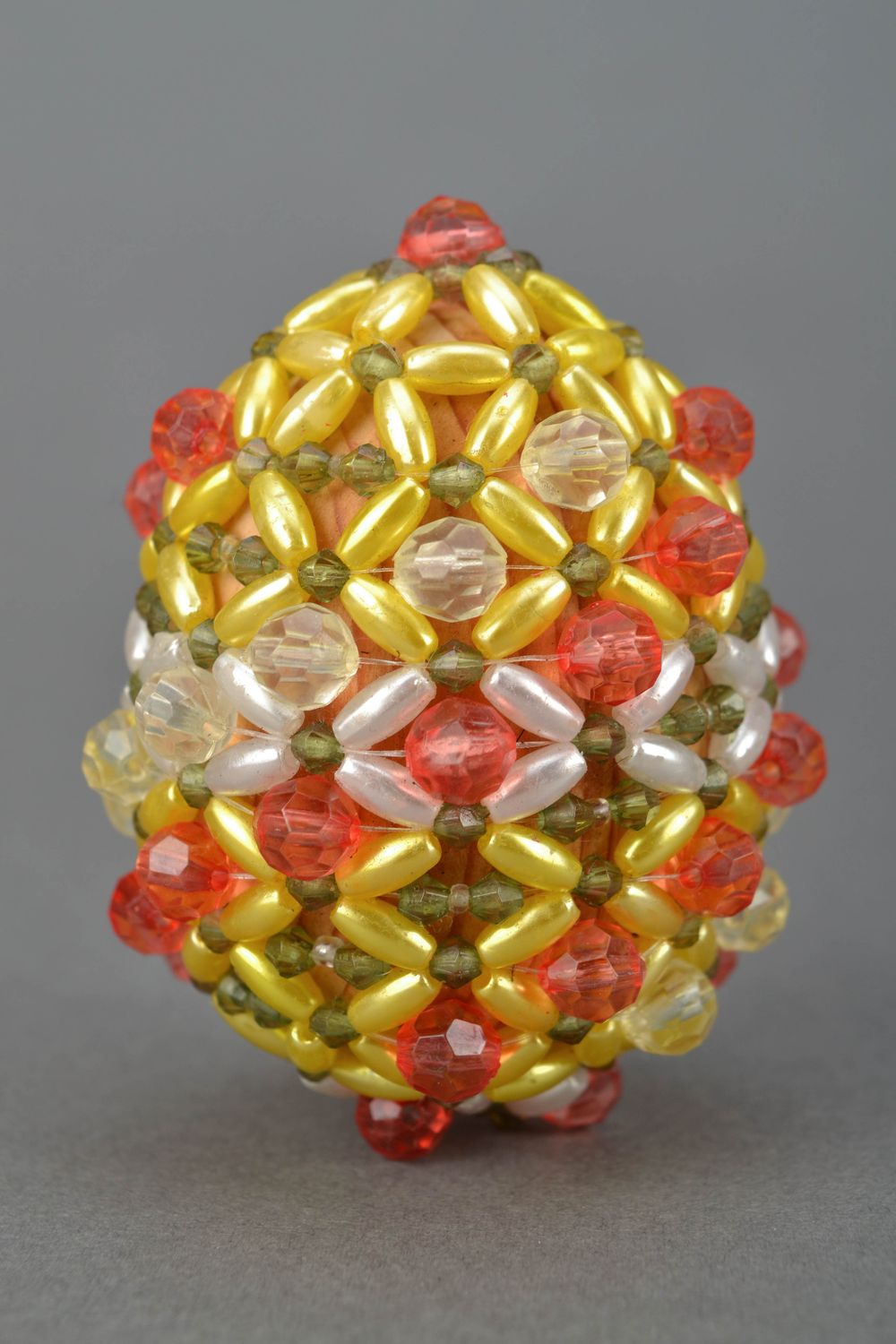 Handmade Easter egg woven over with beads photo 4