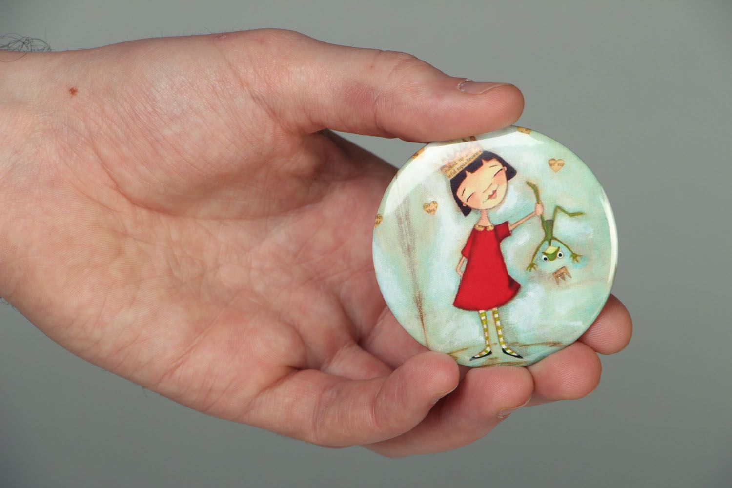 Miroir de poche fait main accessoire original pour fille avec image Princesse photo 3