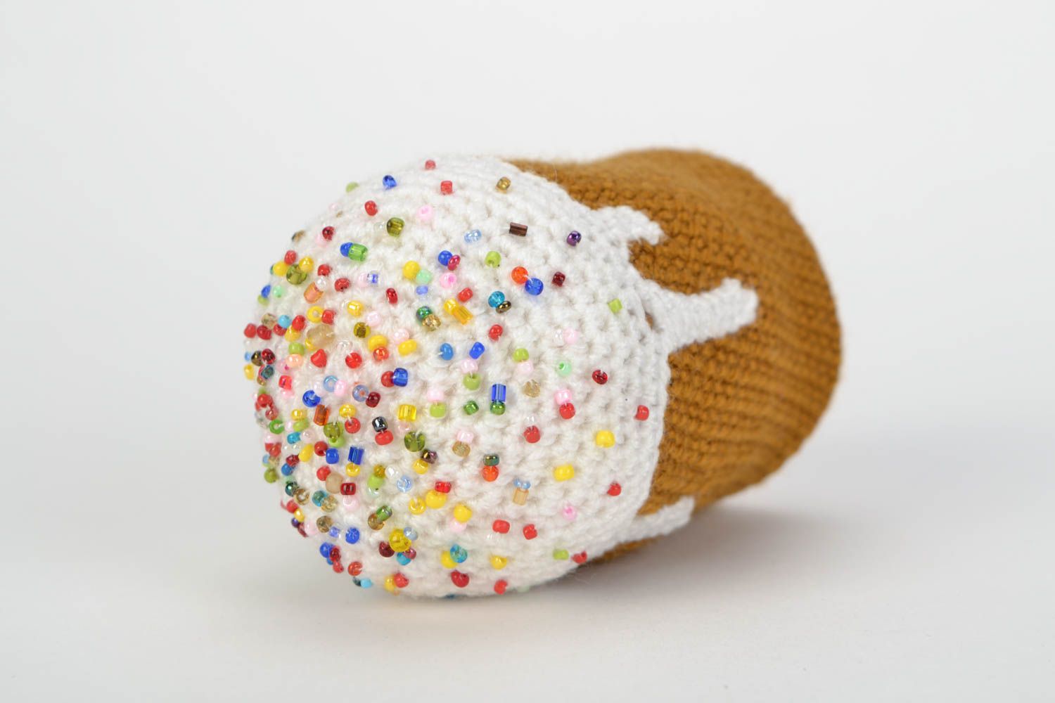 Brown handmade crochet Easter cake for home decor unusual gift photo 4