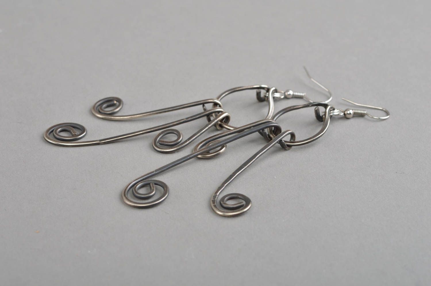 Stylish metal earrings handcrafted cupronickel earrings fashion accessories photo 3