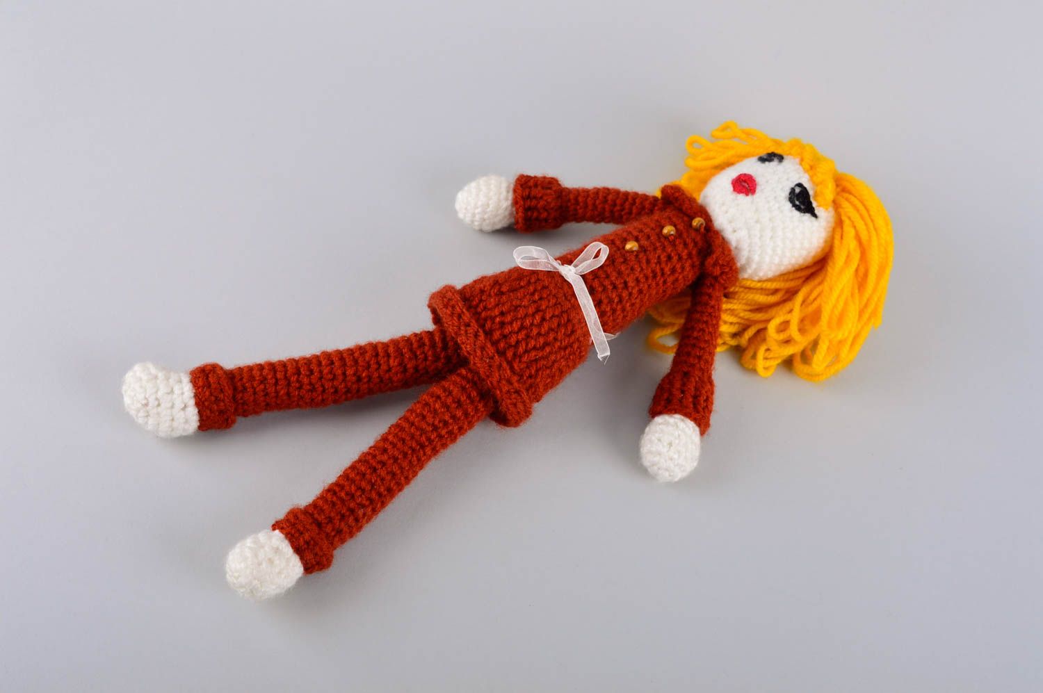 Мягкая игрушка кукла ручной работы кукла крючком интерьерная оригинальная фото 5